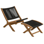 Modway Vienna 2-Piece Outdoor Patio Teak and Rope Folding Accent Lounge Chair and Ottoman Set