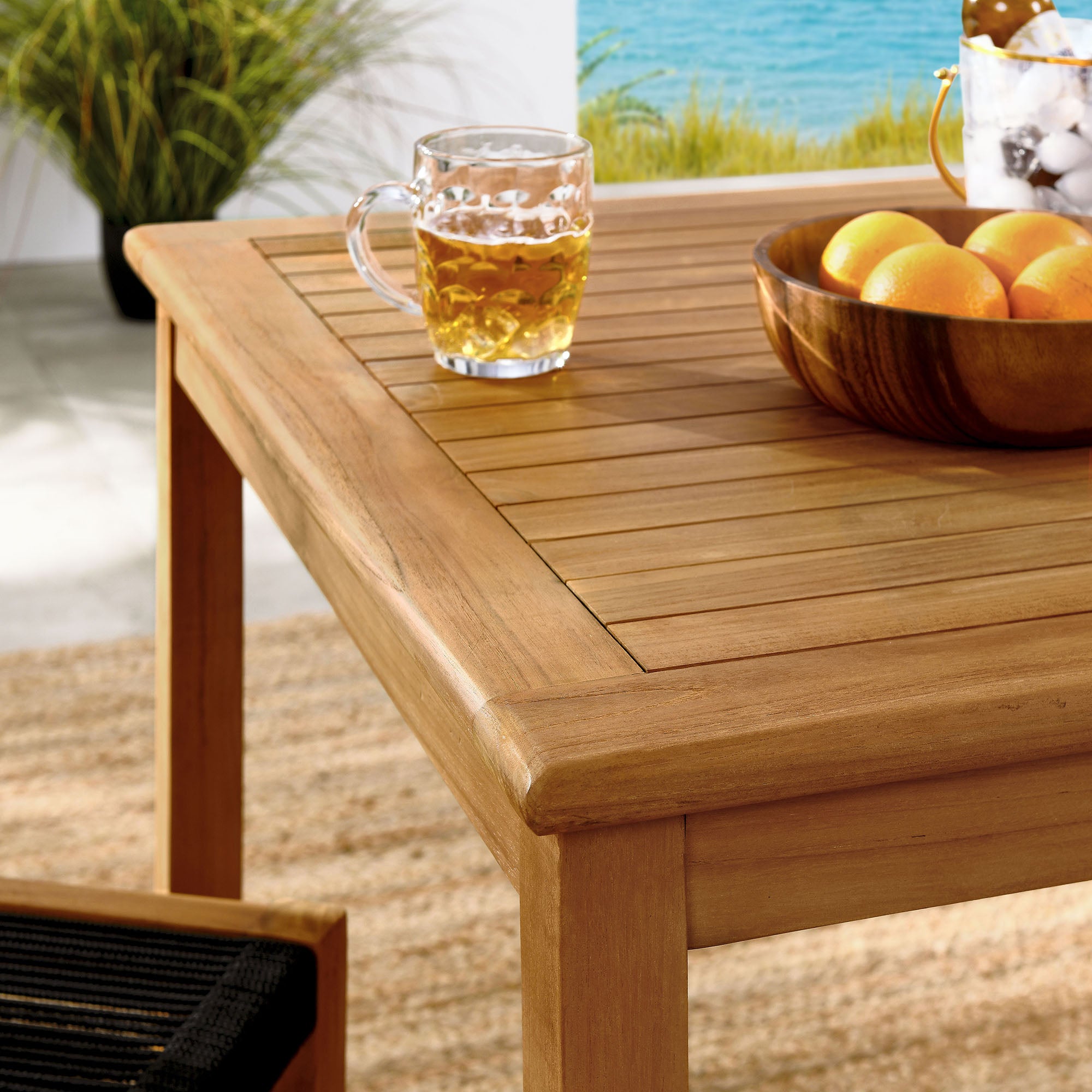Modway Vienna 3-Piece Outdoor Patio Teak and Rope Dining Set with Armless Chiars