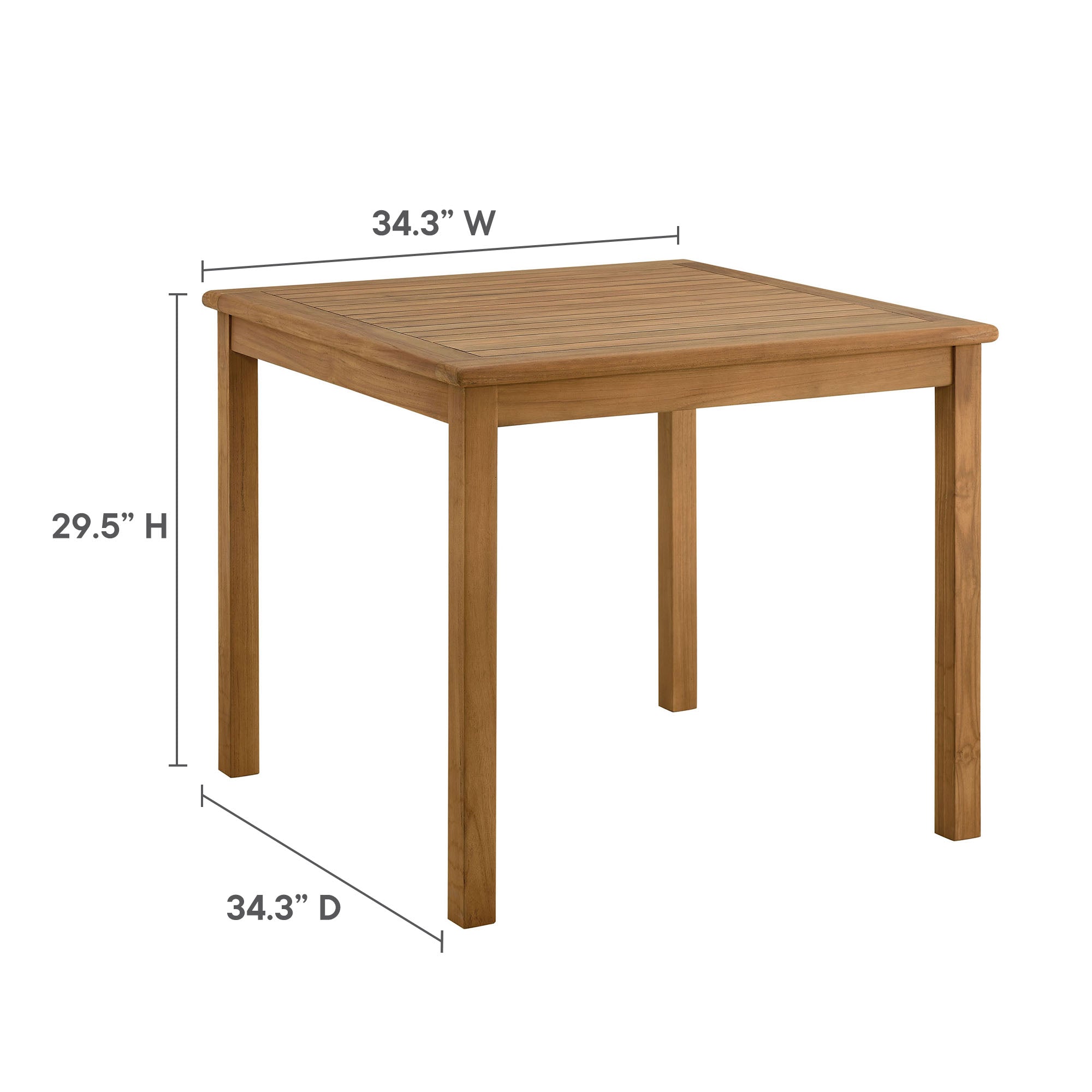 Modway Vienna 3-Piece Outdoor Patio Teak and Rope Dining Set with Armless Chiars