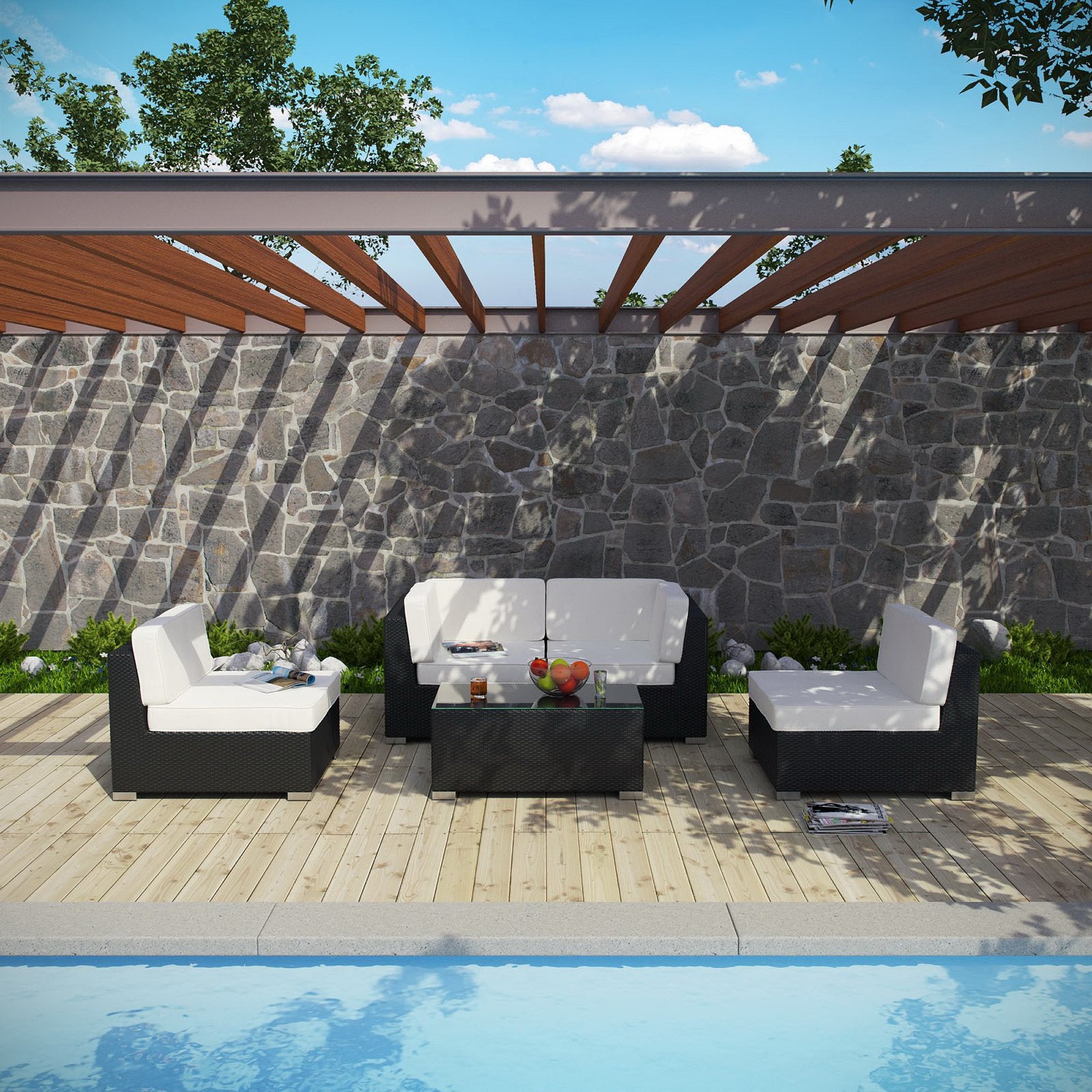 Modway Camfora 5 Piece Outdoor Patio Sectional Set