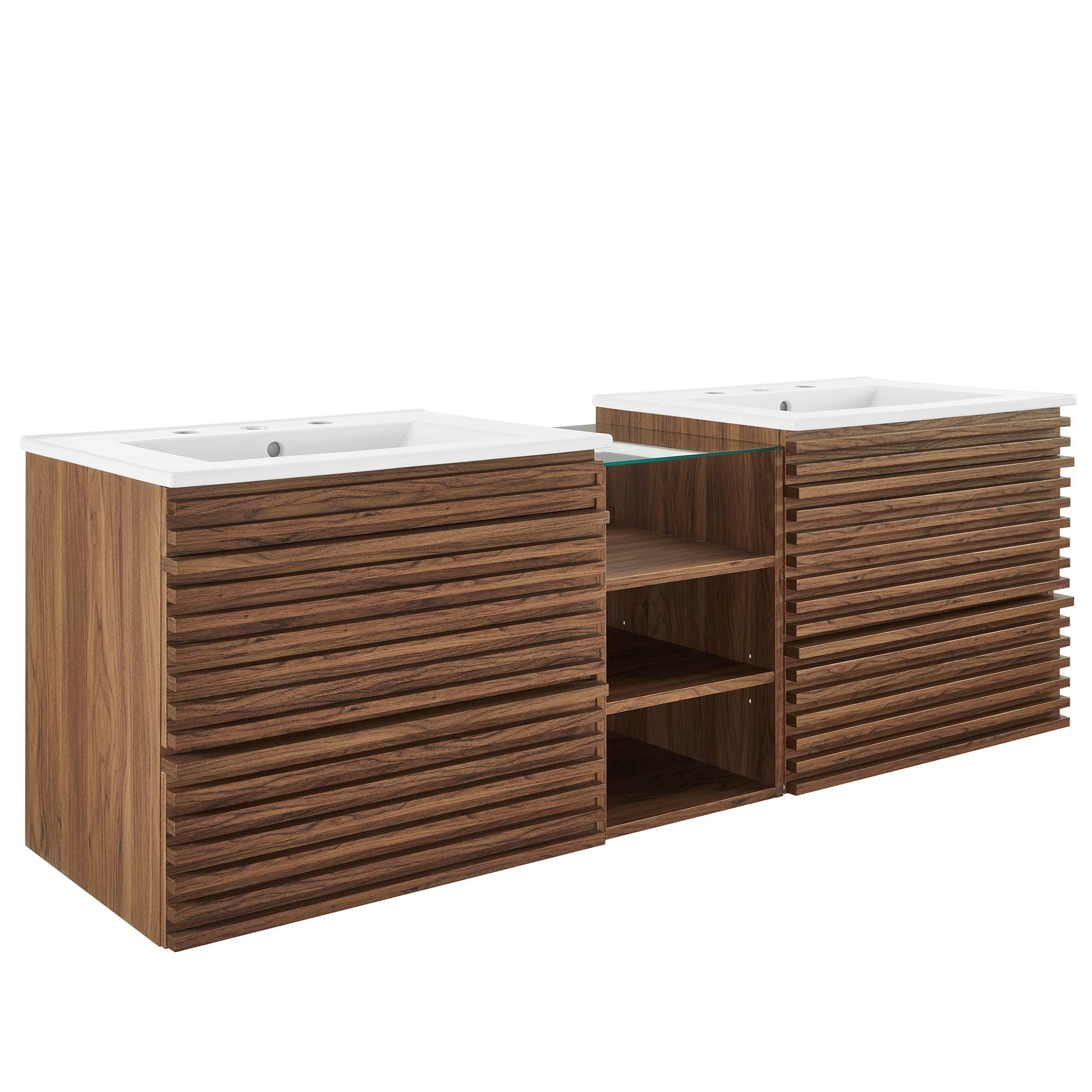 Modway Render 62" Wall-Mount Double Sink Bathroom Vanity