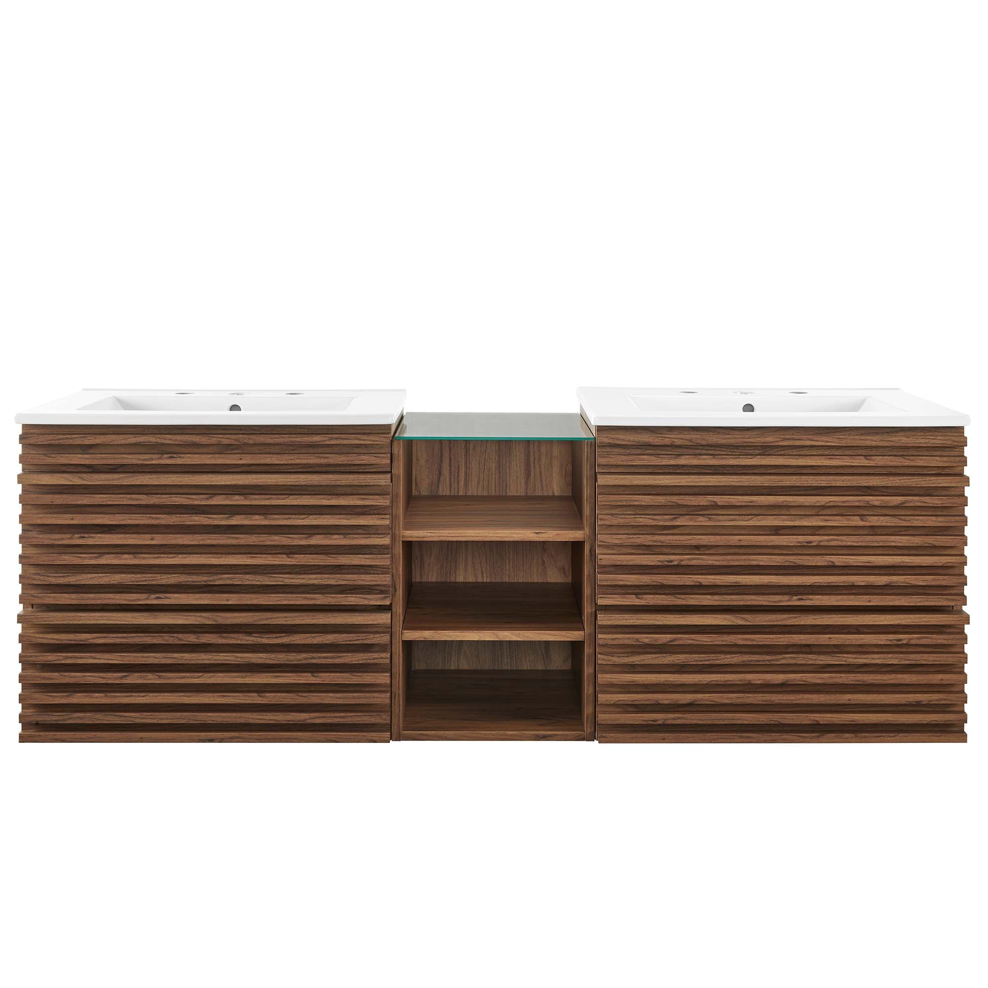Modway Render 62" Wall-Mount Double Sink Bathroom Vanity