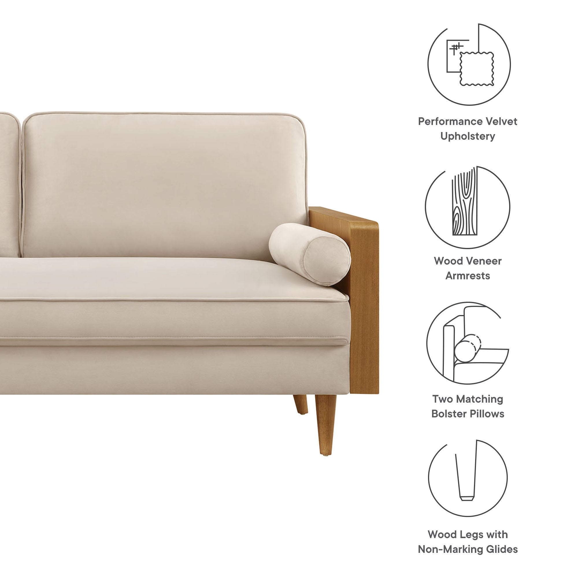 Modway Kellan Performance Velvet Sofa