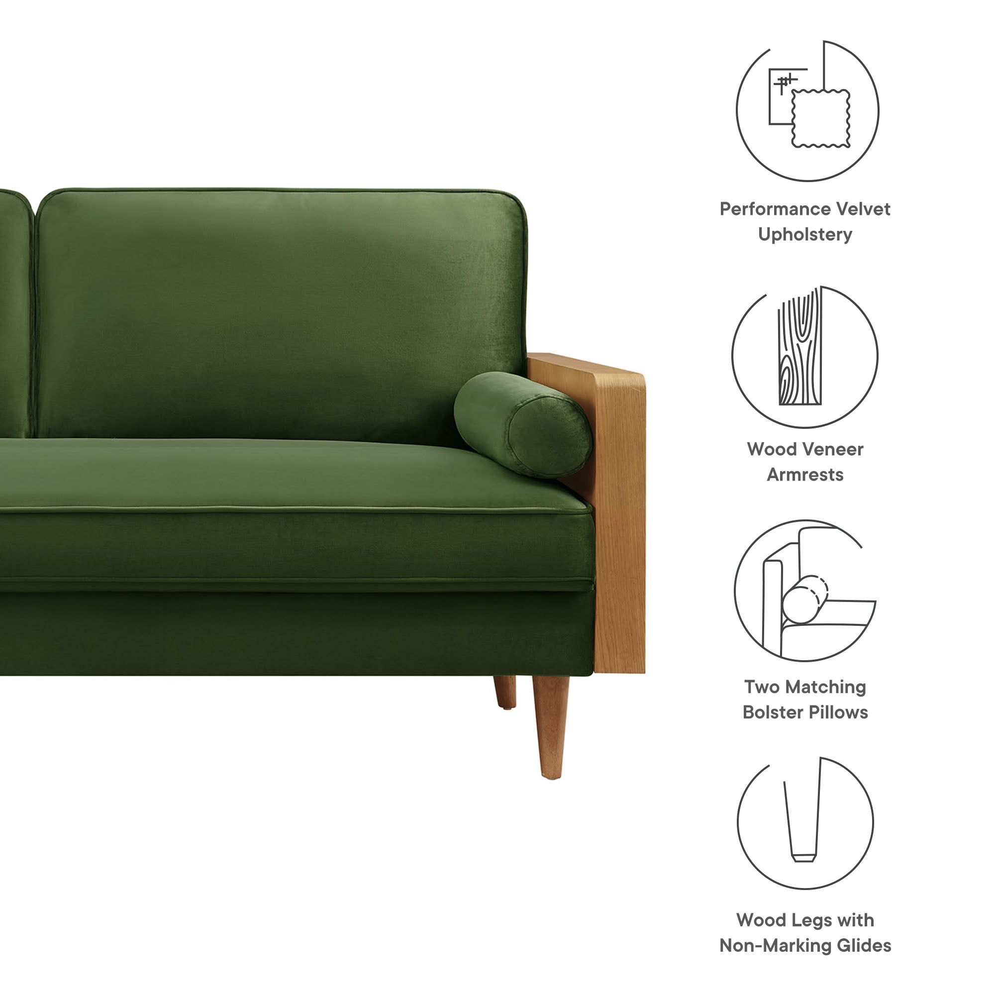 Modway Kellan Performance Velvet Sofa