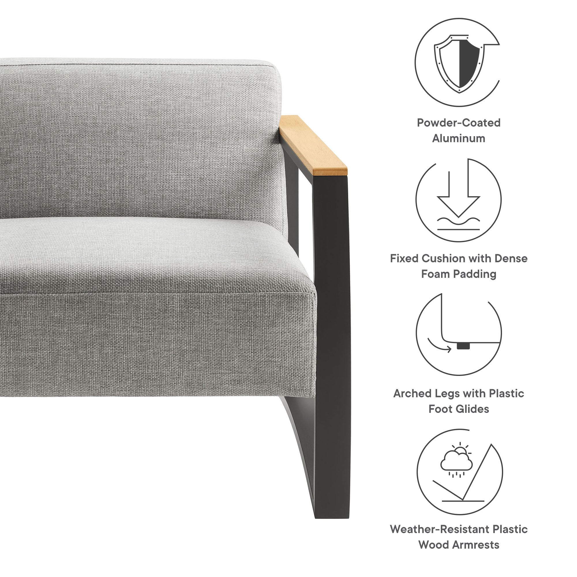 Modway Sauve Outdoor Patio Aluminum and Fabric Armchair