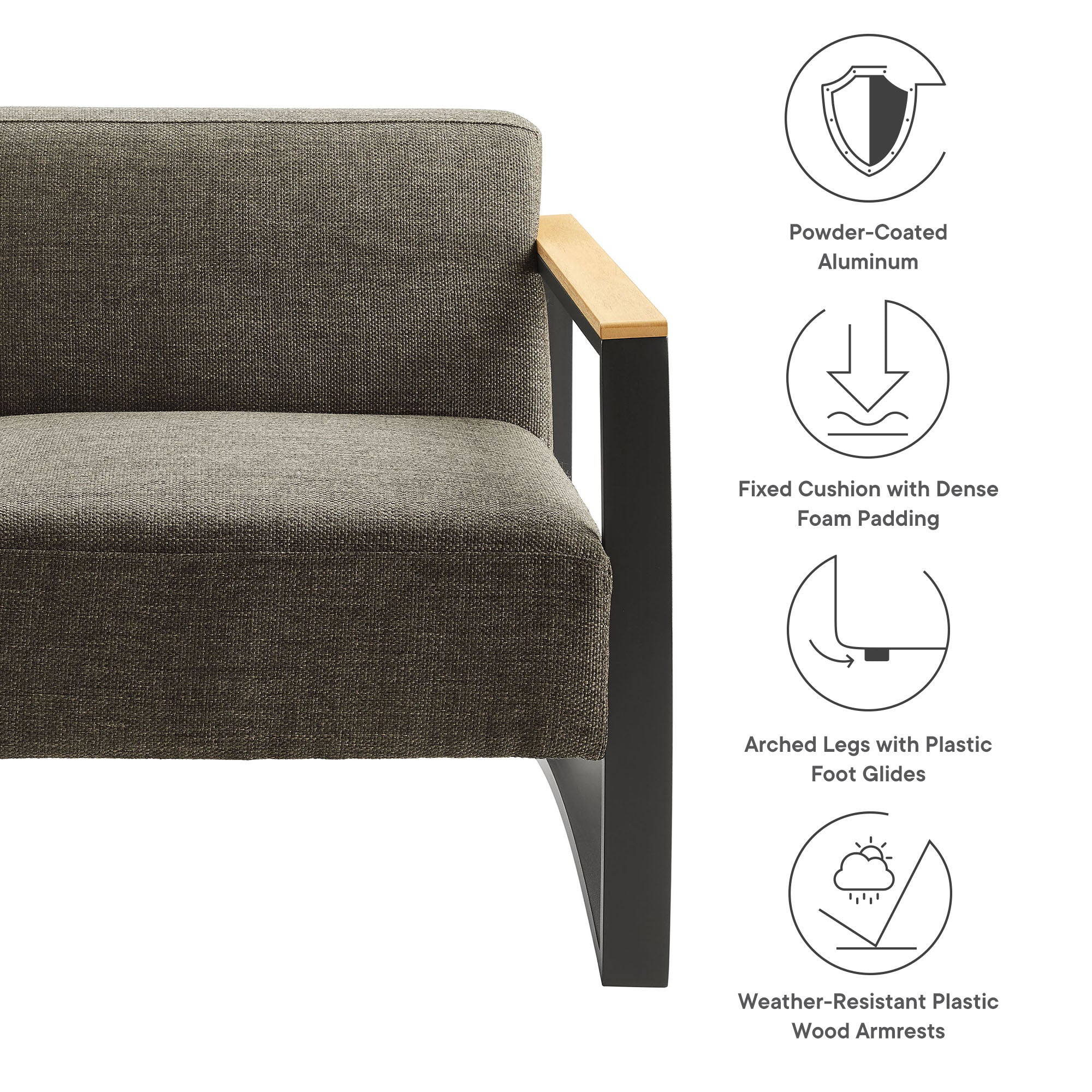 Modway Sauve Outdoor Patio Aluminum and Fabric Armchair