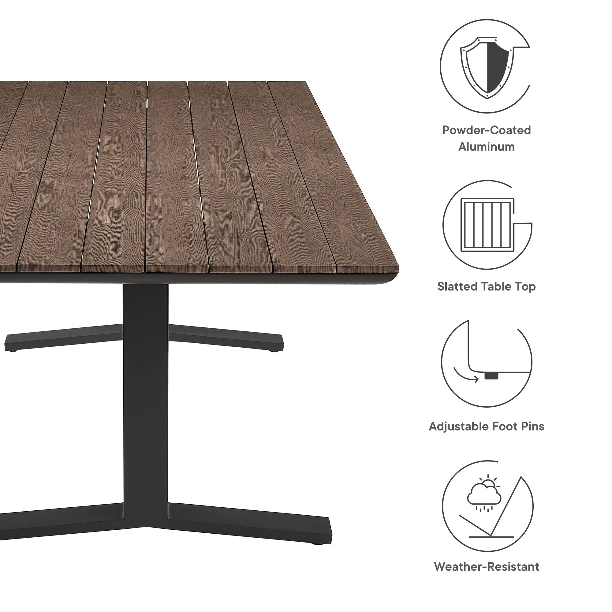 Modway Gavelston 91" Outdoor Patio Aluminum Dining Table