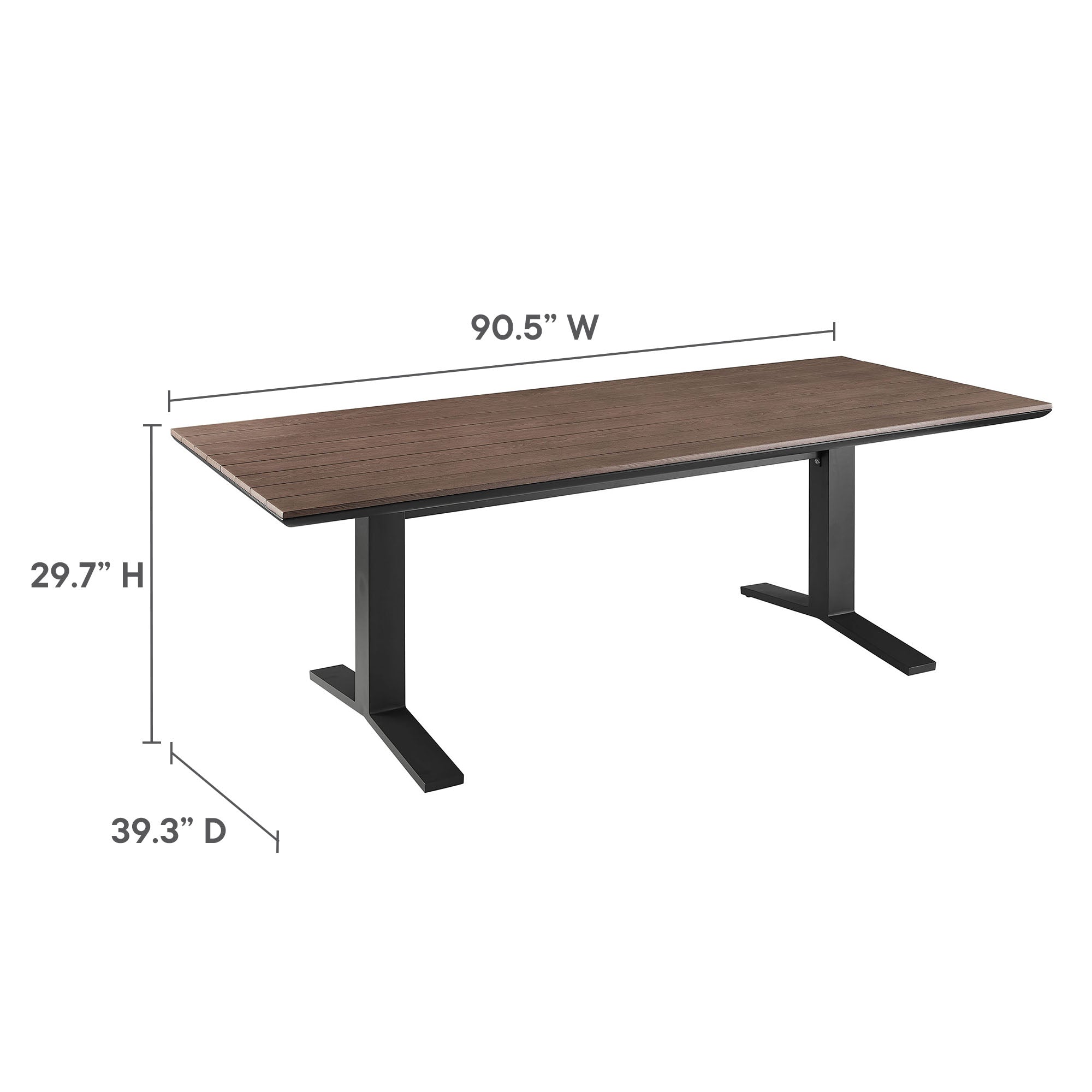 Modway Gavelston 91" Outdoor Patio Aluminum Dining Table