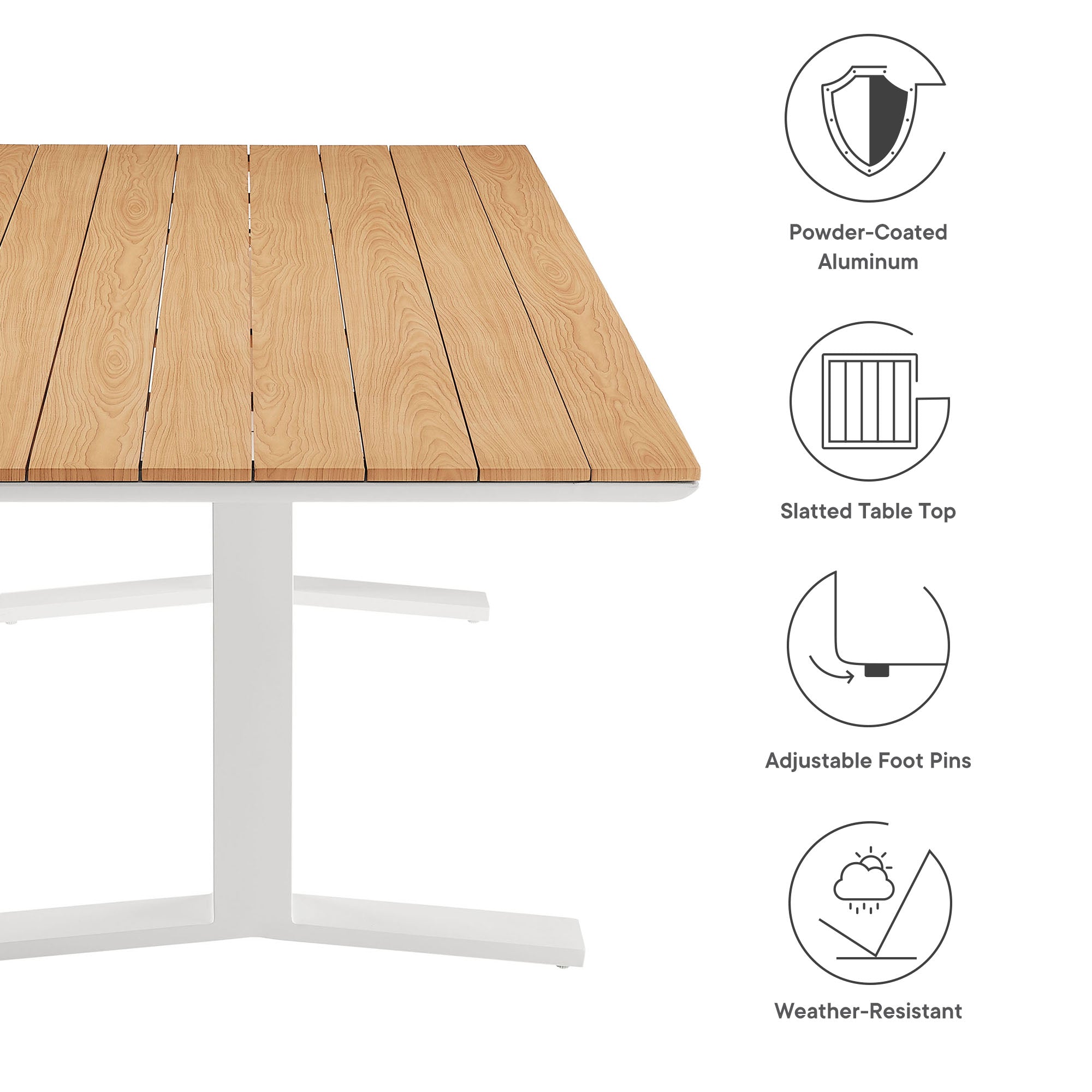 Modway Gavelston 91" Outdoor Patio Aluminum Dining Table