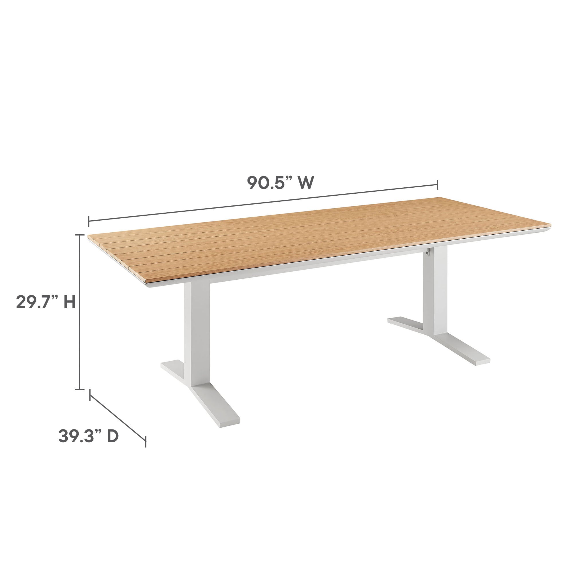 Modway Gavelston 91" Outdoor Patio Aluminum Dining Table