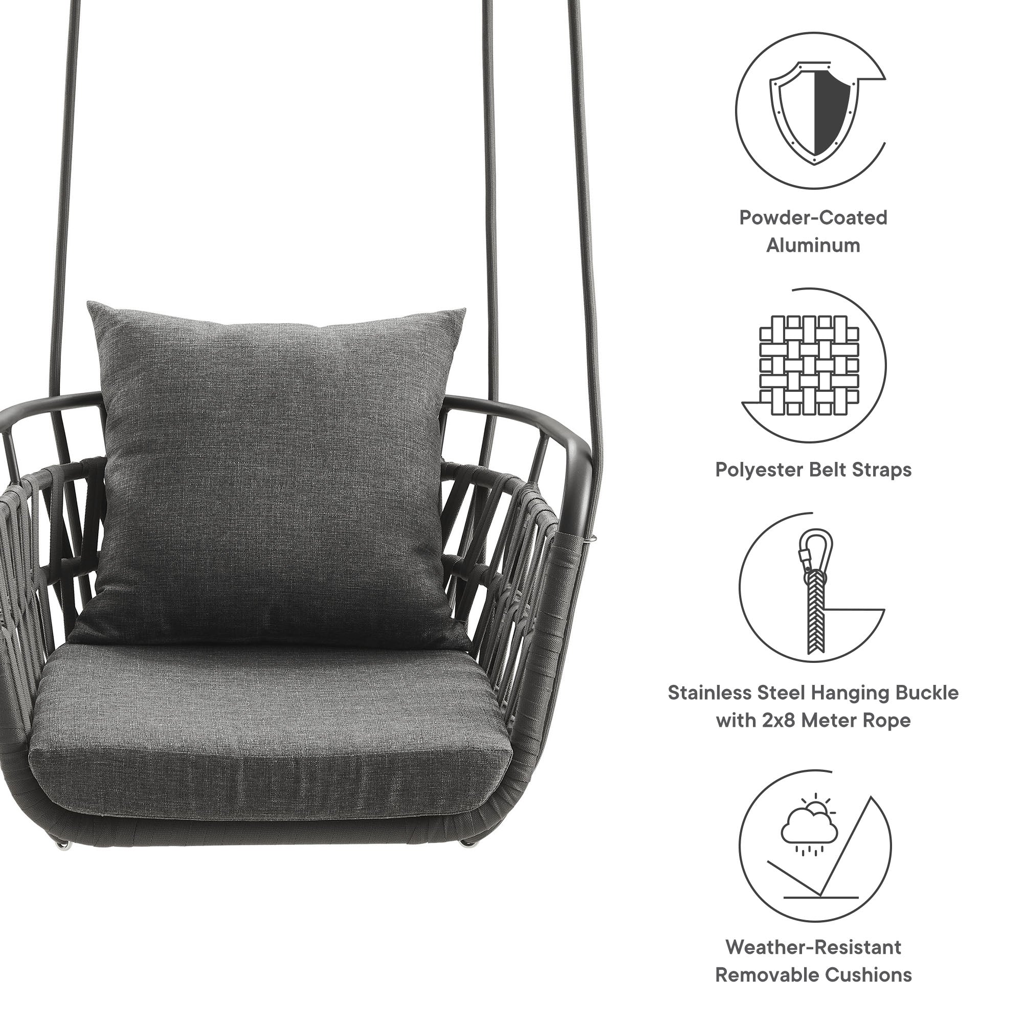 Modway Kaliah Outdoor Patio Aluminum Swing Chair