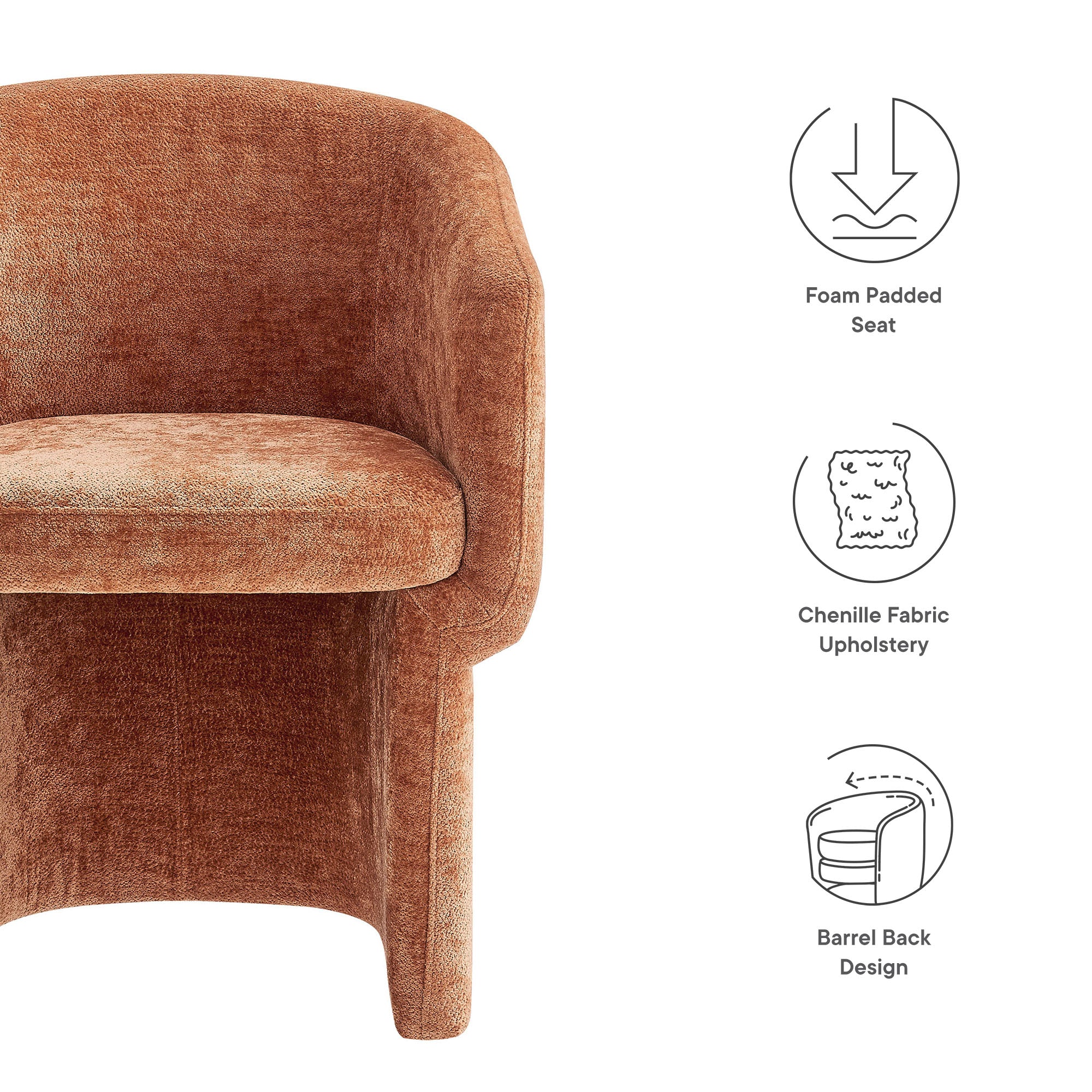 Modway Verity Barrel Back Chenille Dining Armchair