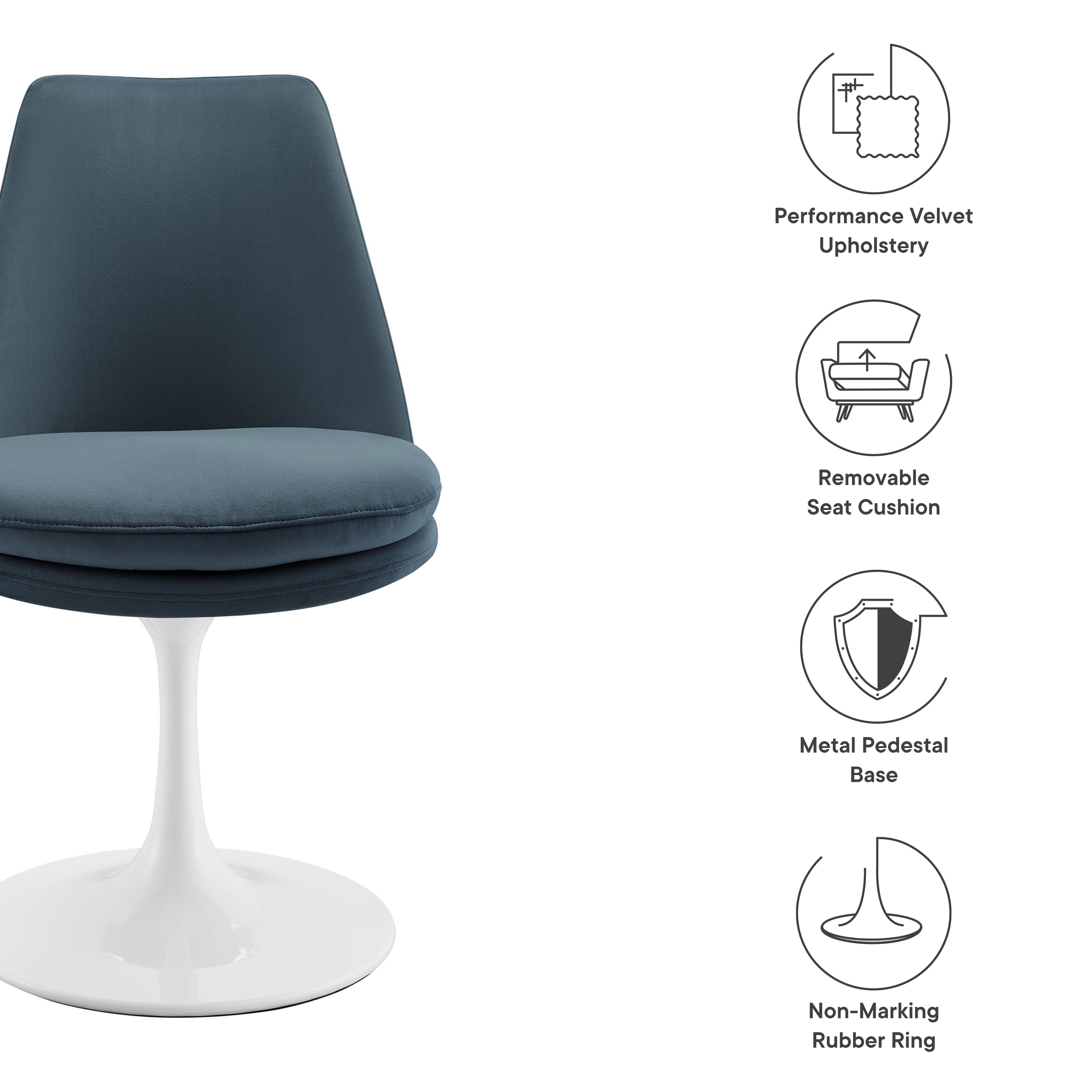 Modway Lippa Swivel Dining Performance Velvet Side Chair