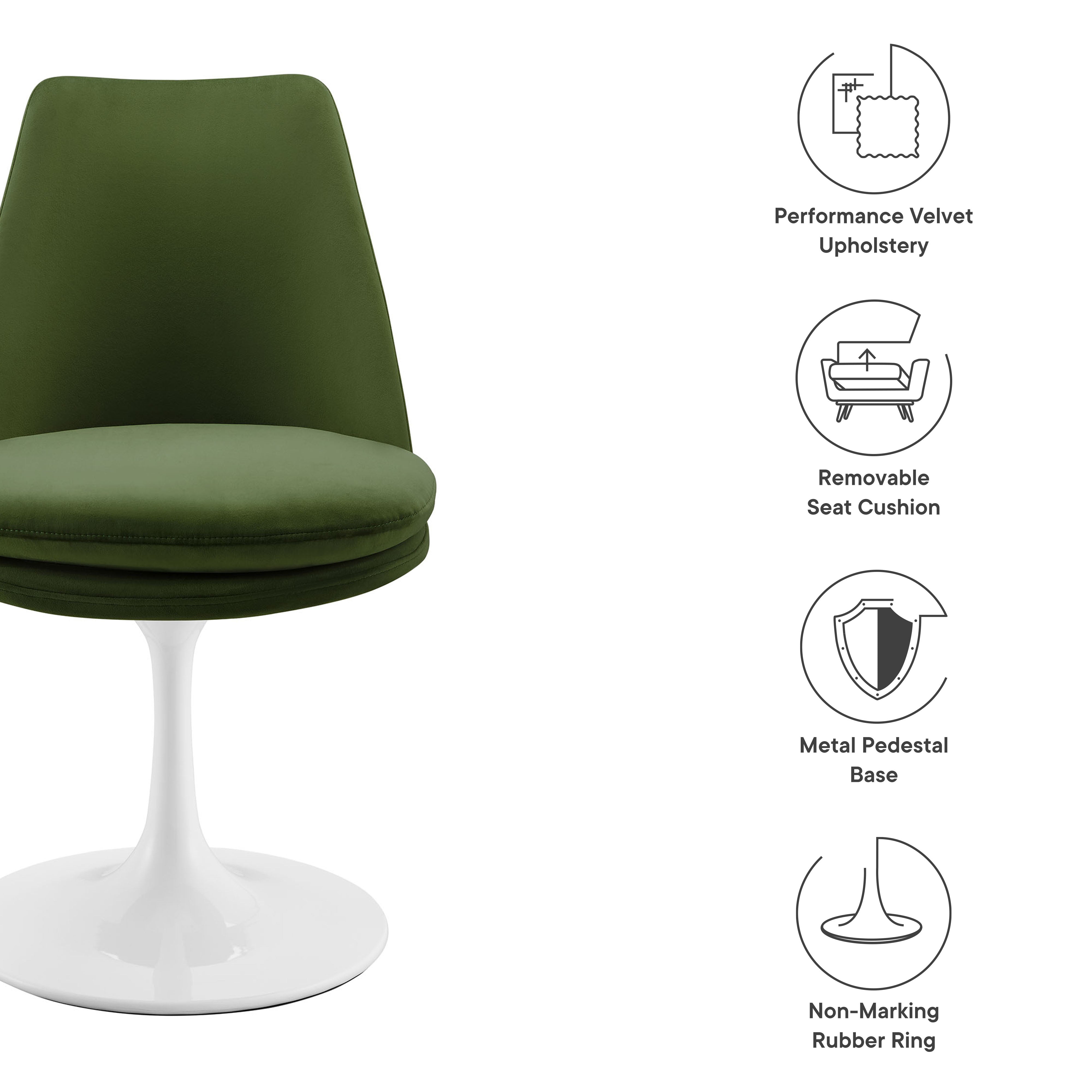 Modway Lippa Swivel Dining Performance Velvet Side Chair