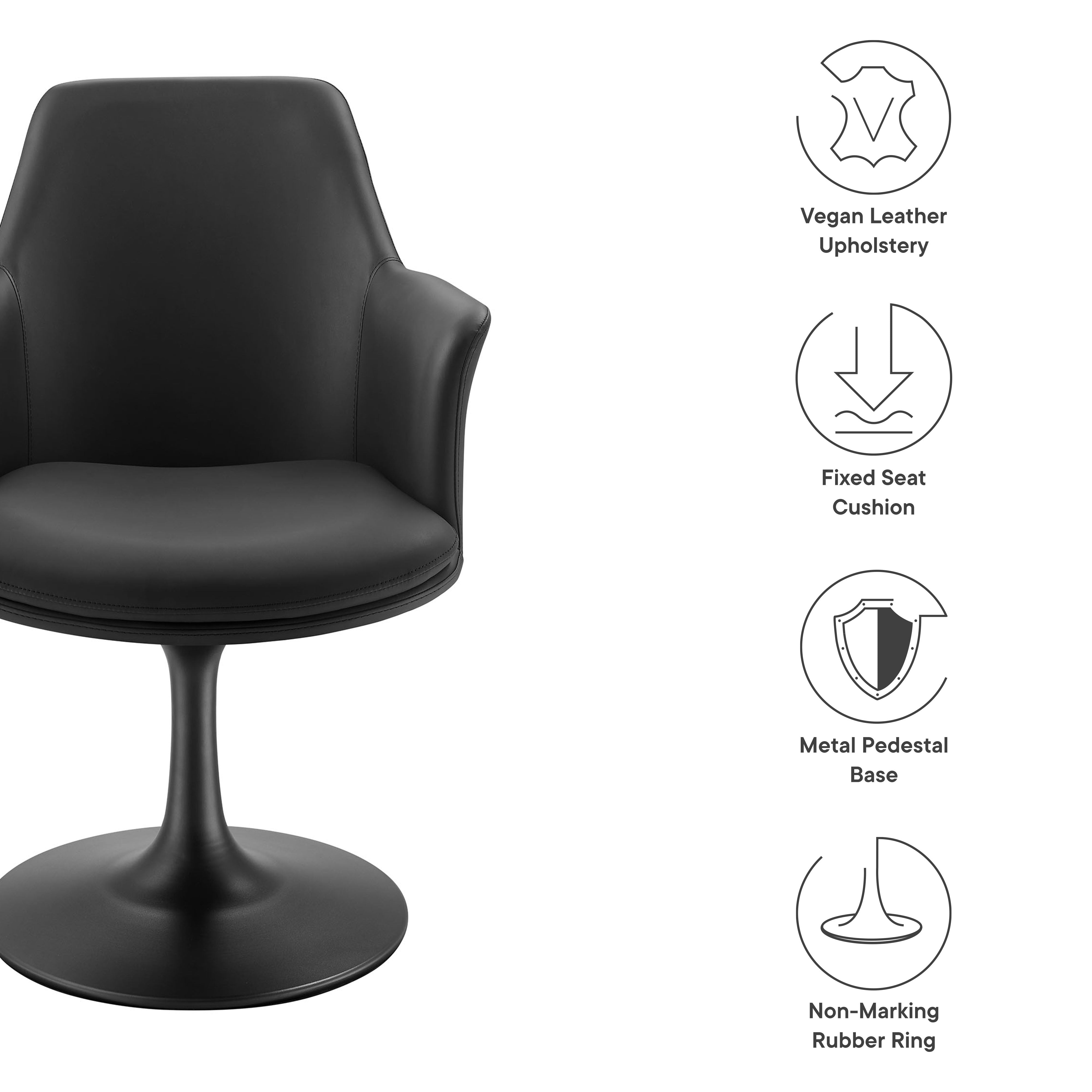 Modway Lippa Swivel Dining Vegan Leather Armchair