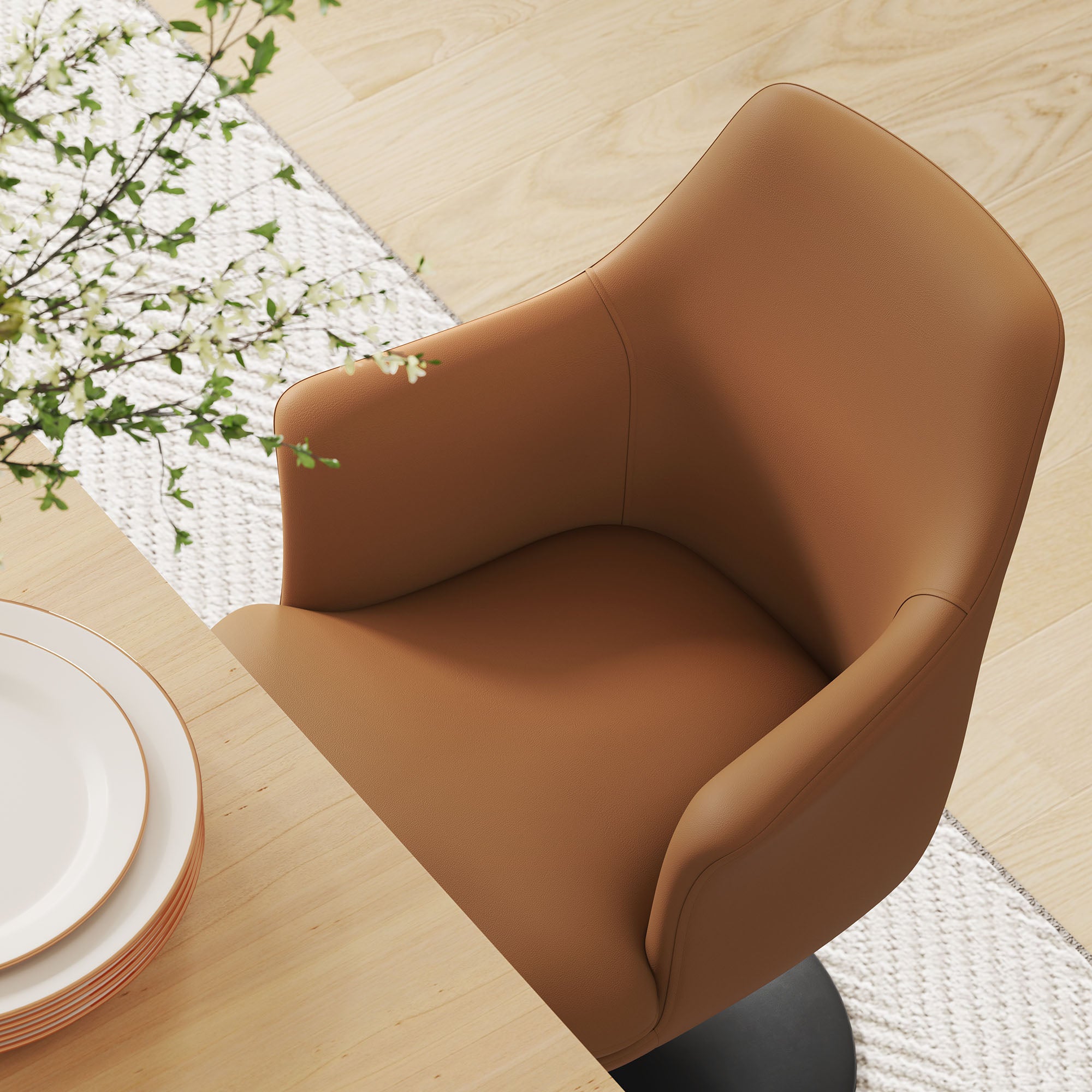 Modway Lippa Swivel Dining Vegan Leather Armchair