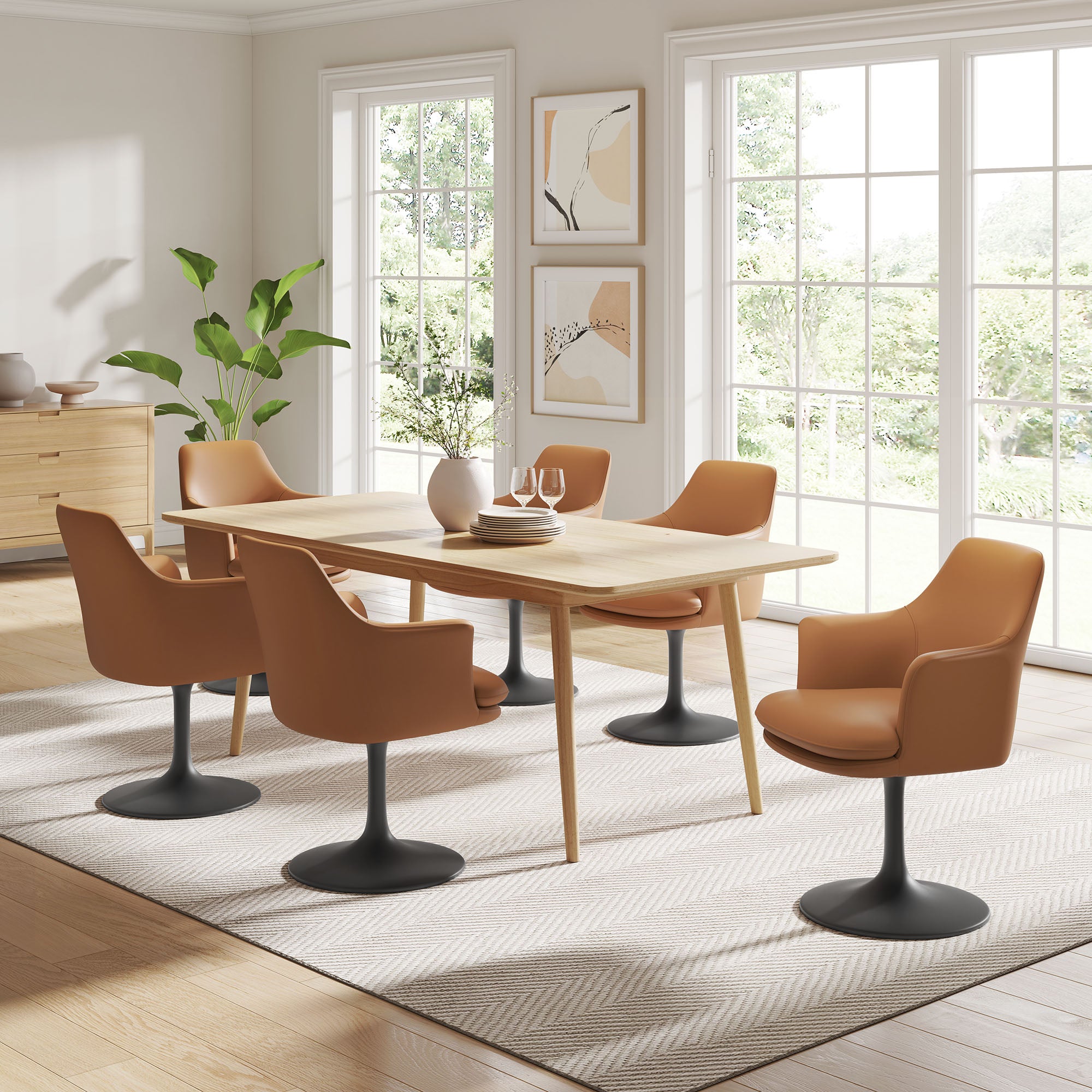 Modway Lippa Swivel Dining Vegan Leather Armchair