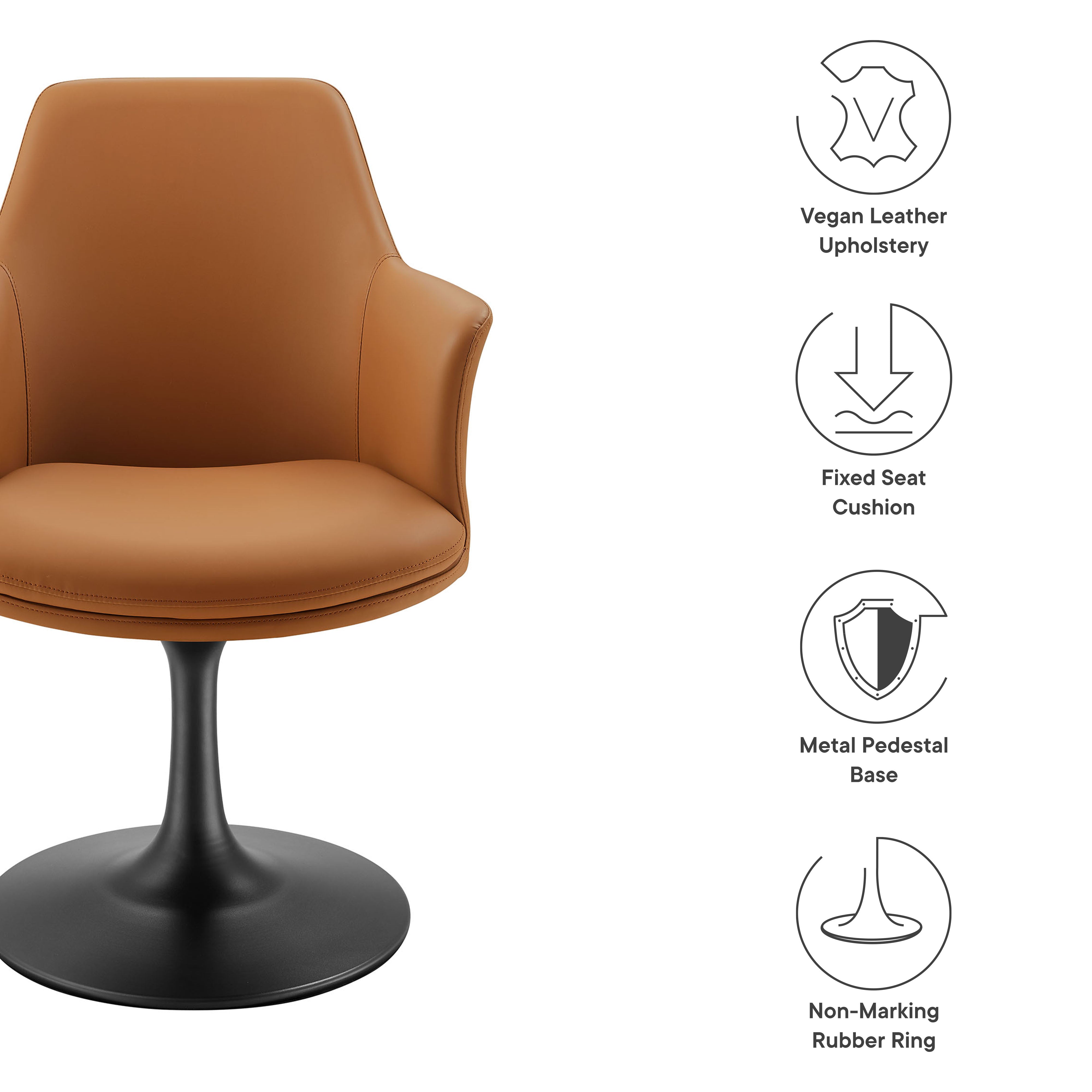 Modway Lippa Swivel Dining Vegan Leather Armchair