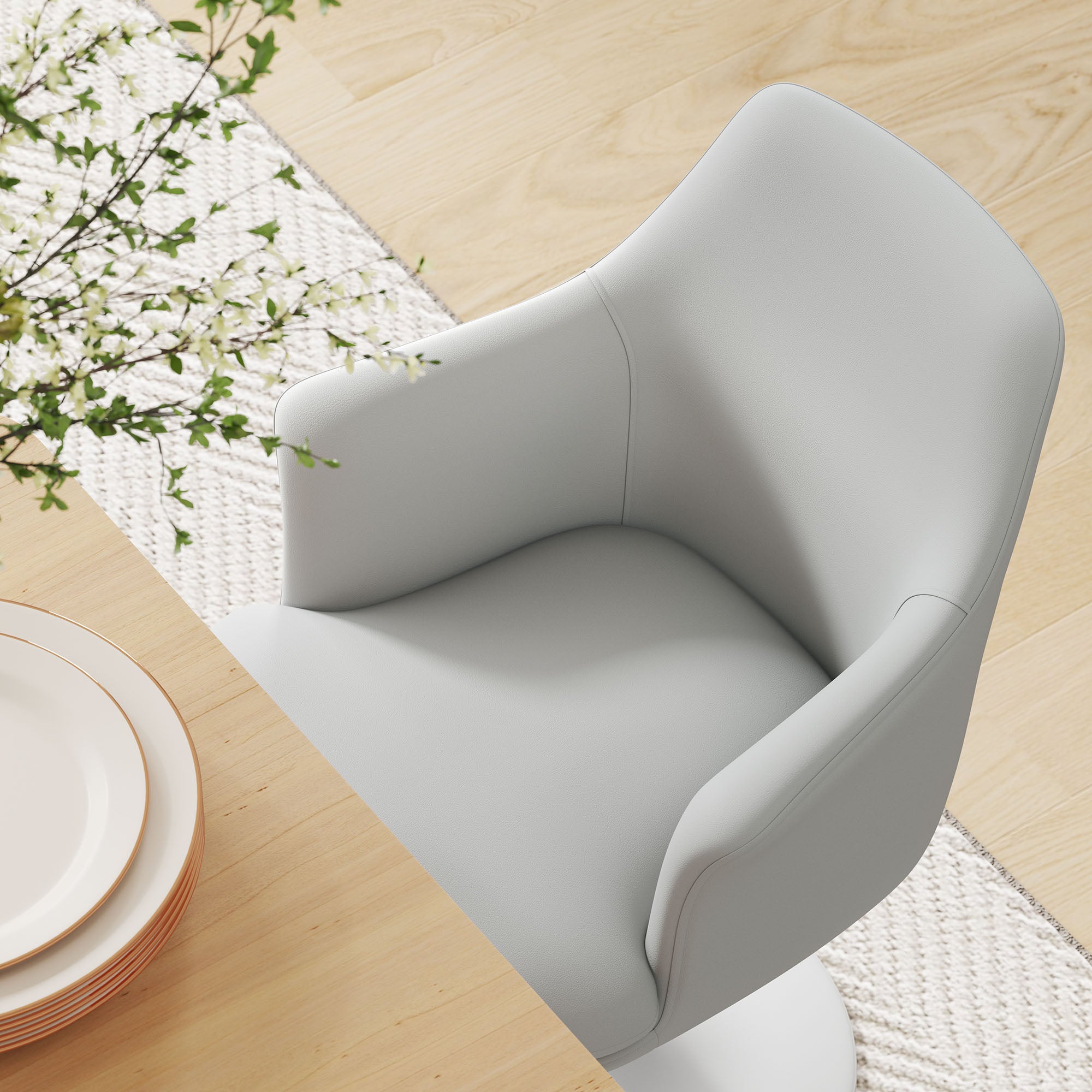 Modway Lippa Swivel Dining Vegan Leather Armchair