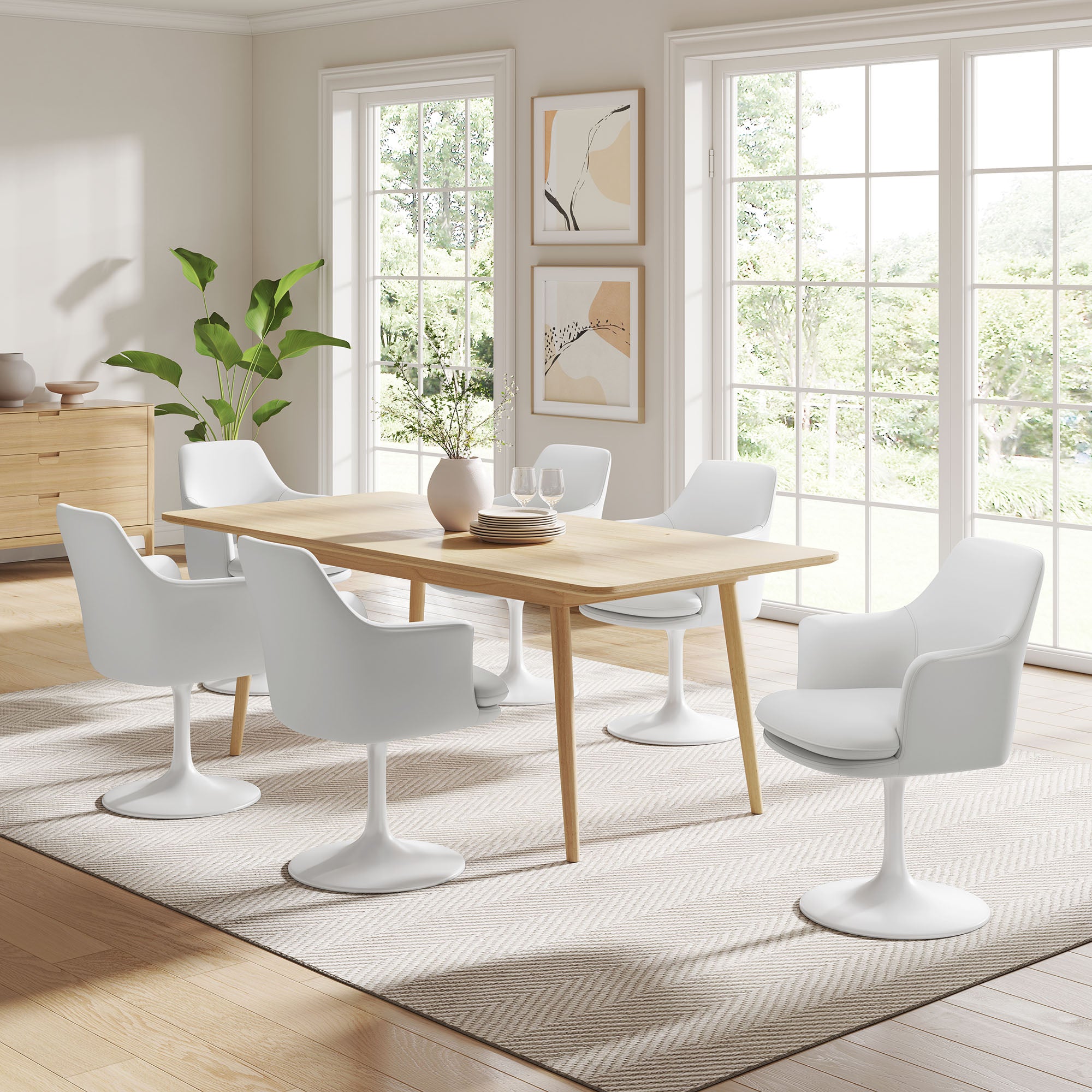 Modway Lippa Swivel Dining Vegan Leather Armchair