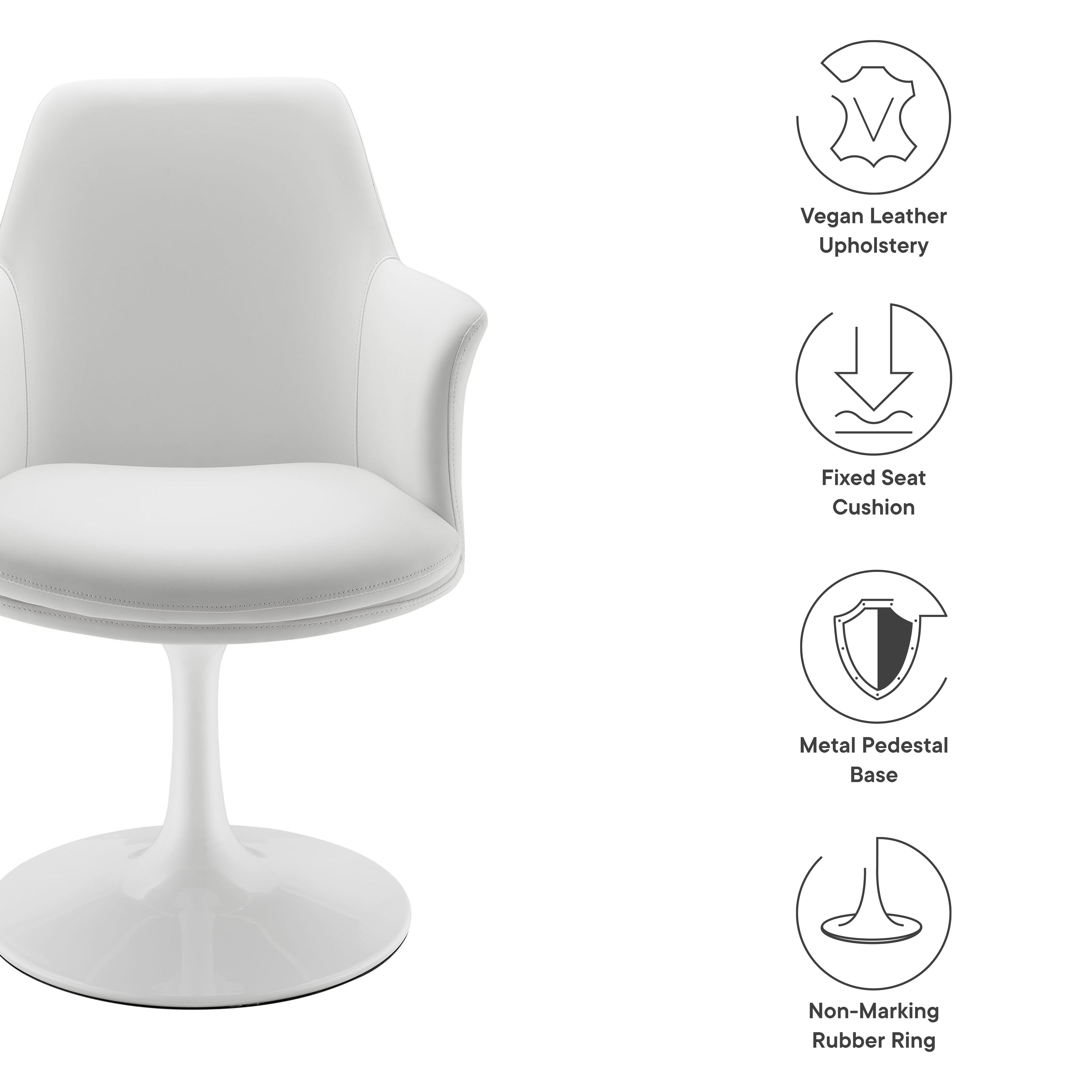 Modway Lippa Swivel Dining Vegan Leather Armchair