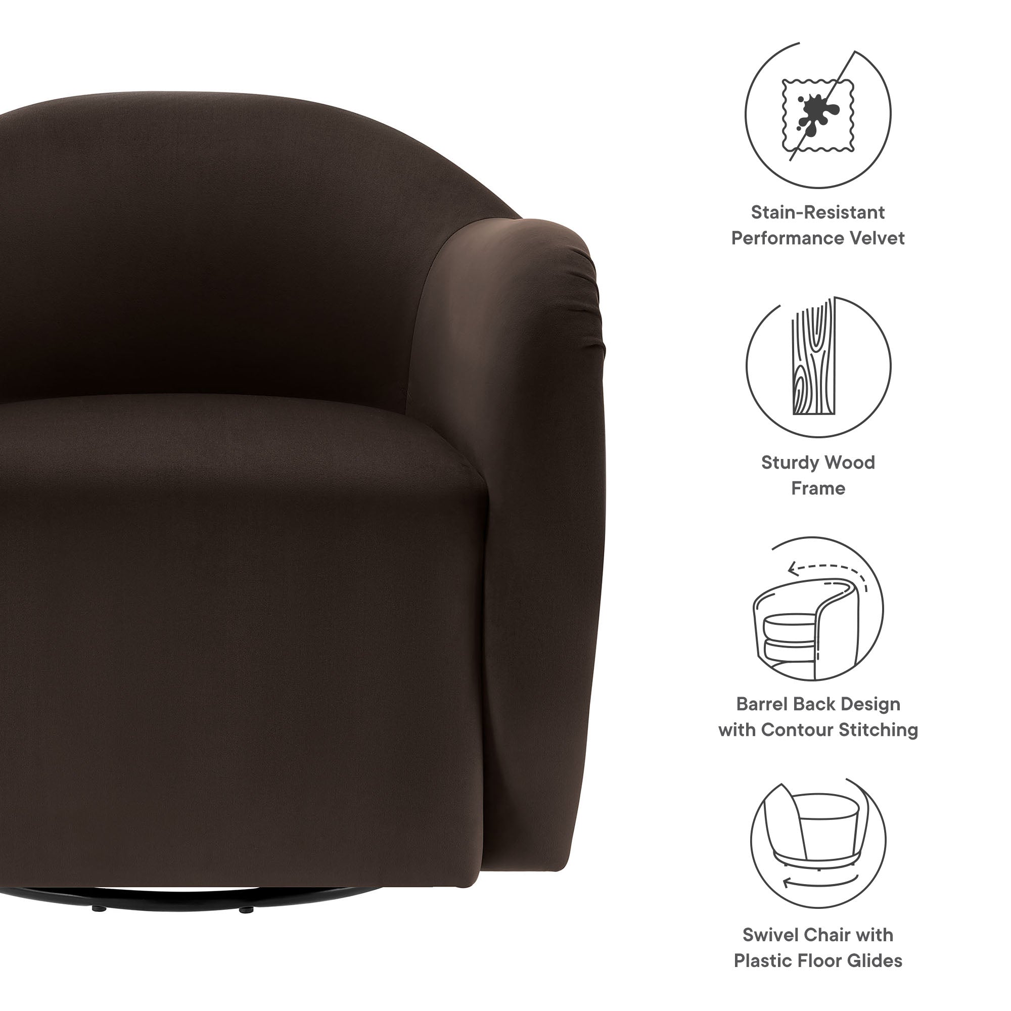Modway Compose Performance Velvet Swivel Armchair