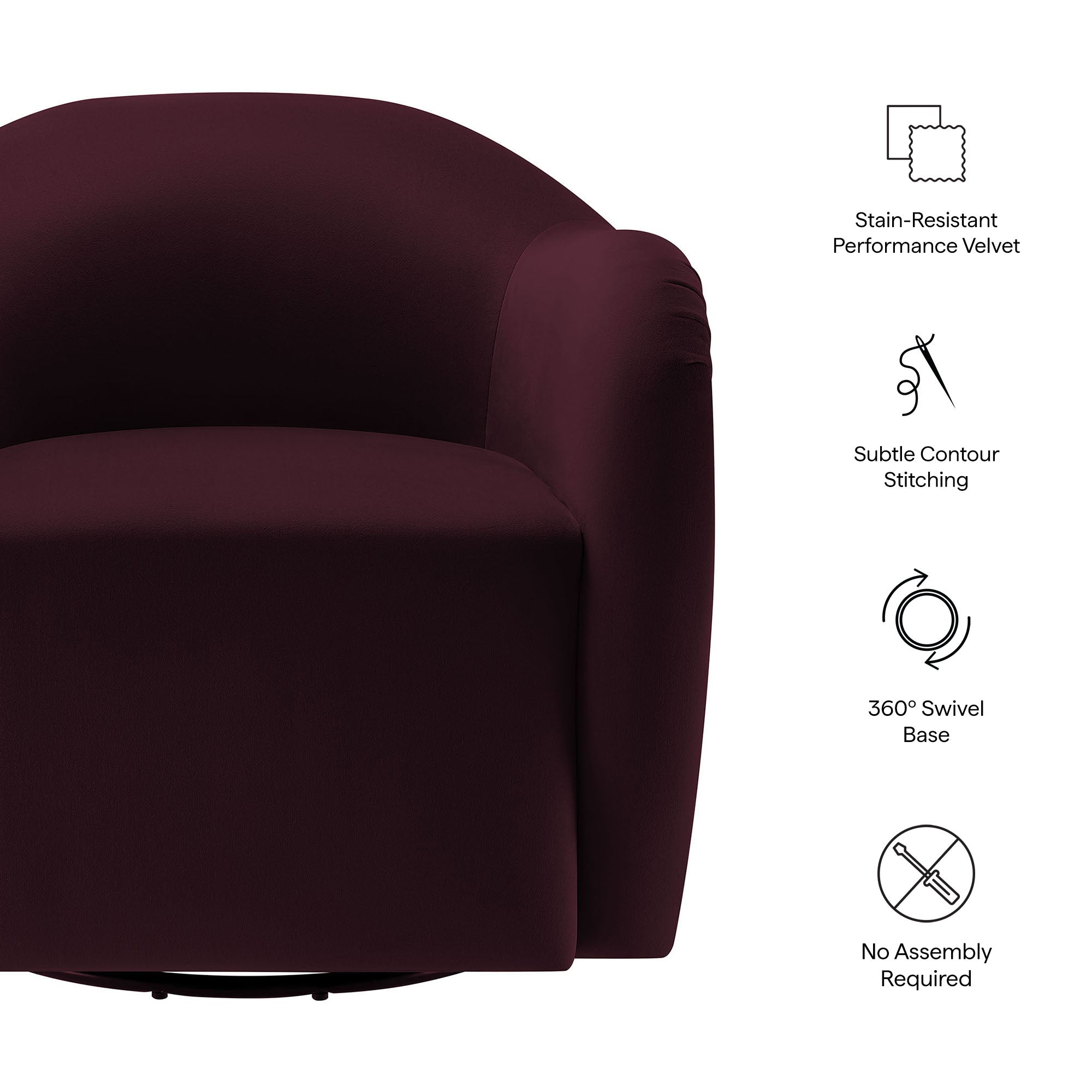 Modway Compose Performance Velvet Swivel Armchair
