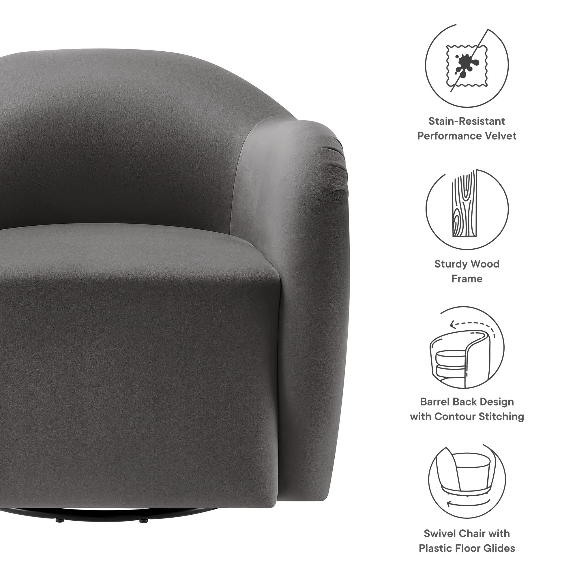 Modway Compose Performance Velvet Swivel Armchair