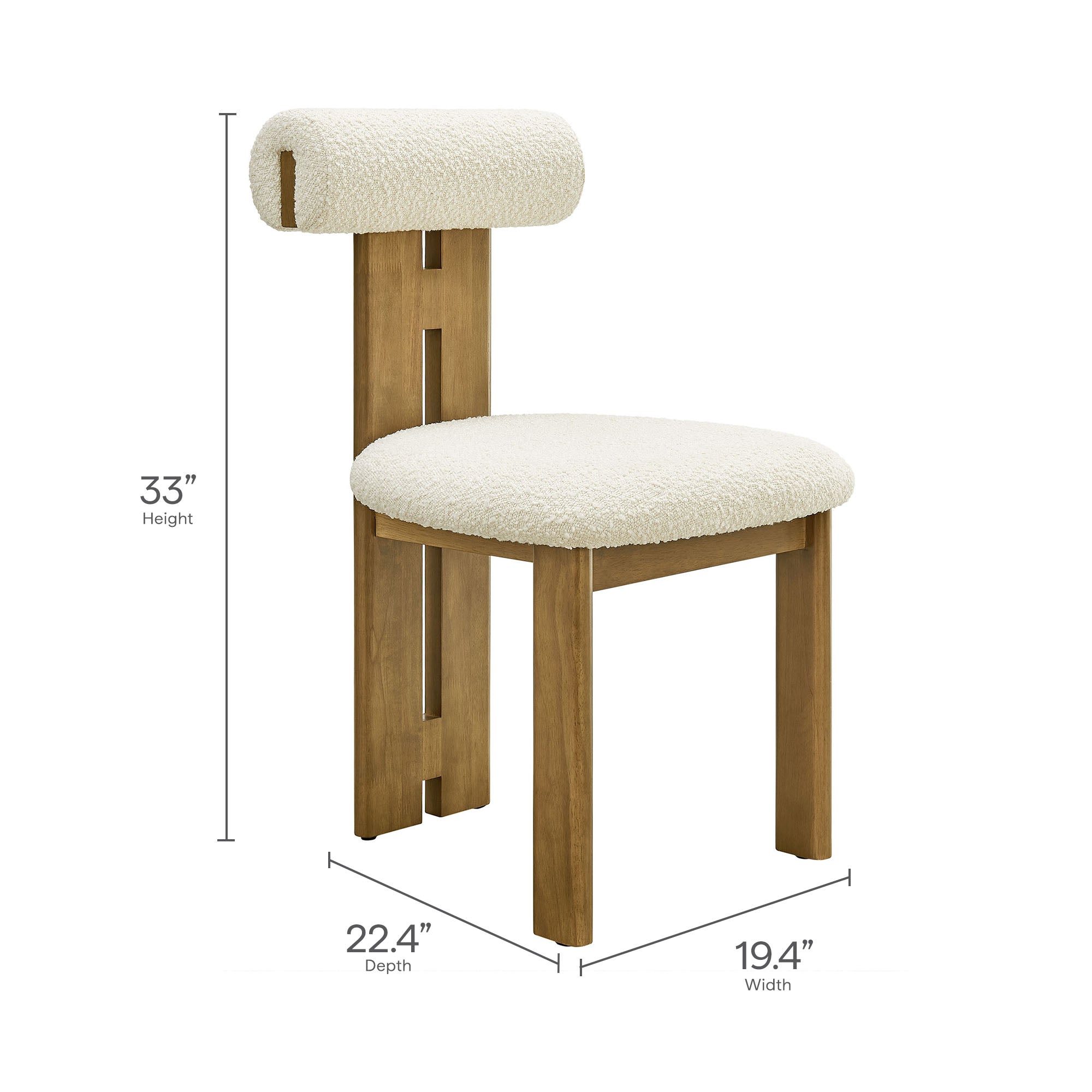 Modway Torian Boucle Fabric Dining Chair Set of 2
