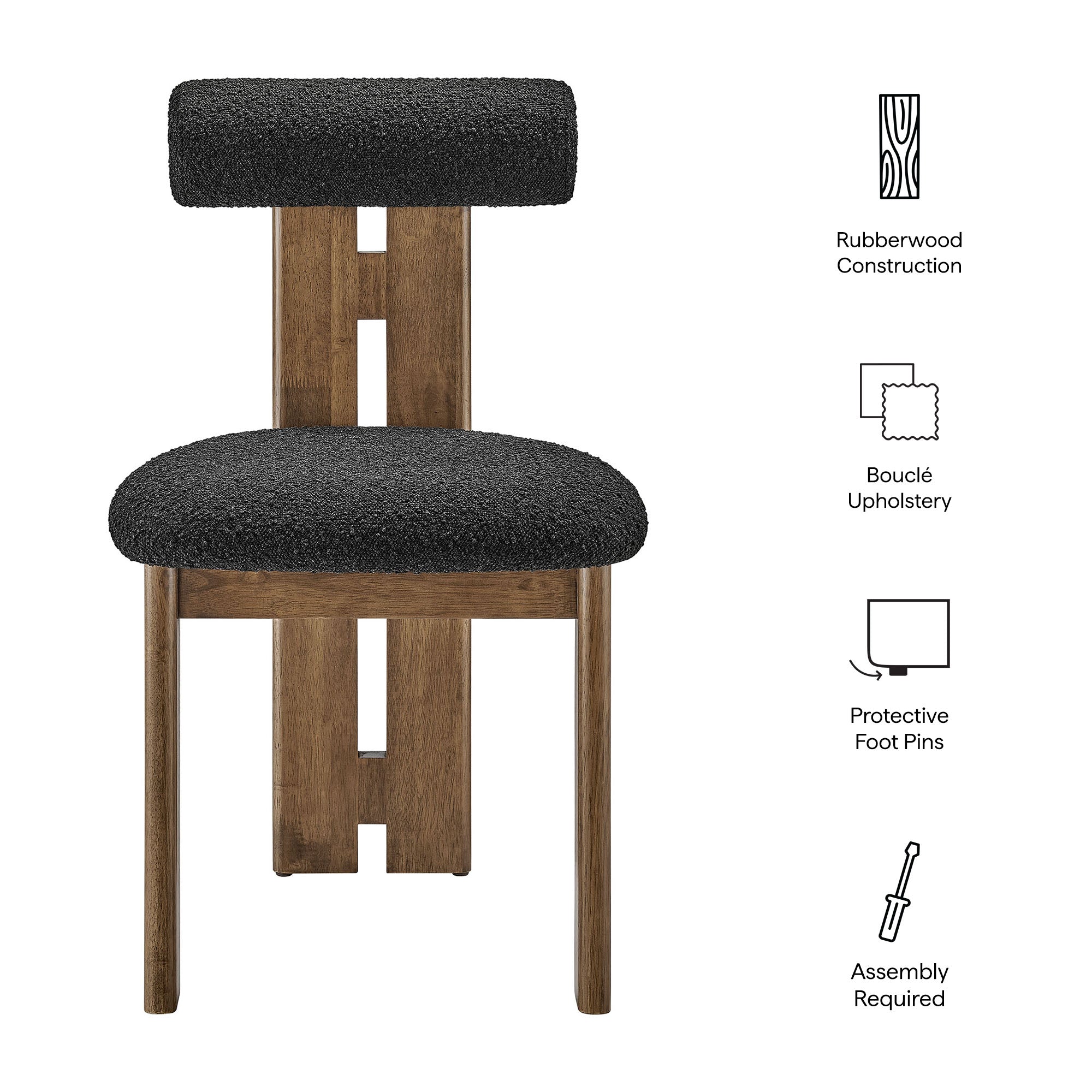 Modway Torian Boucle Fabric Dining Chair Set of 2