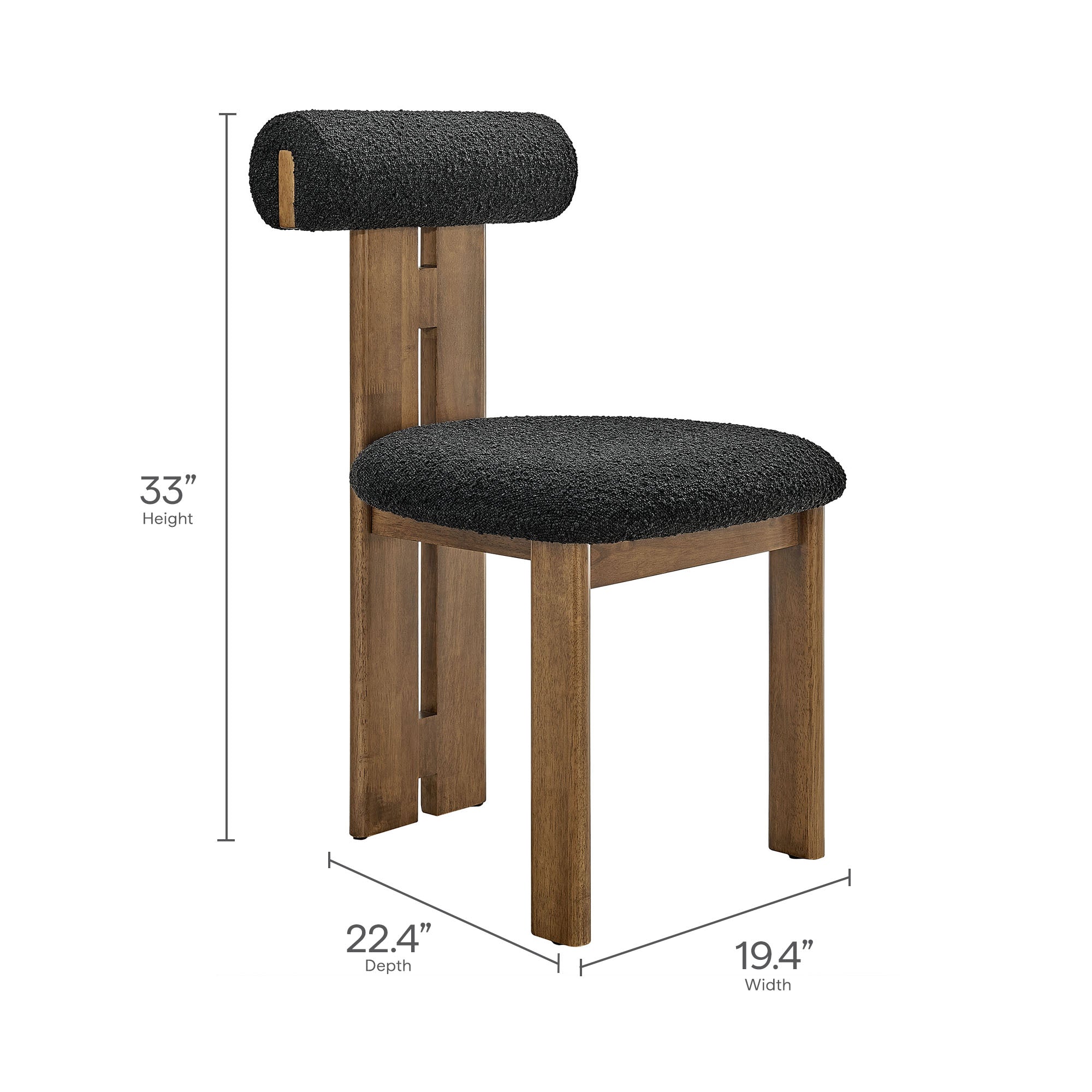 Modway Torian Boucle Fabric Dining Chair Set of 2