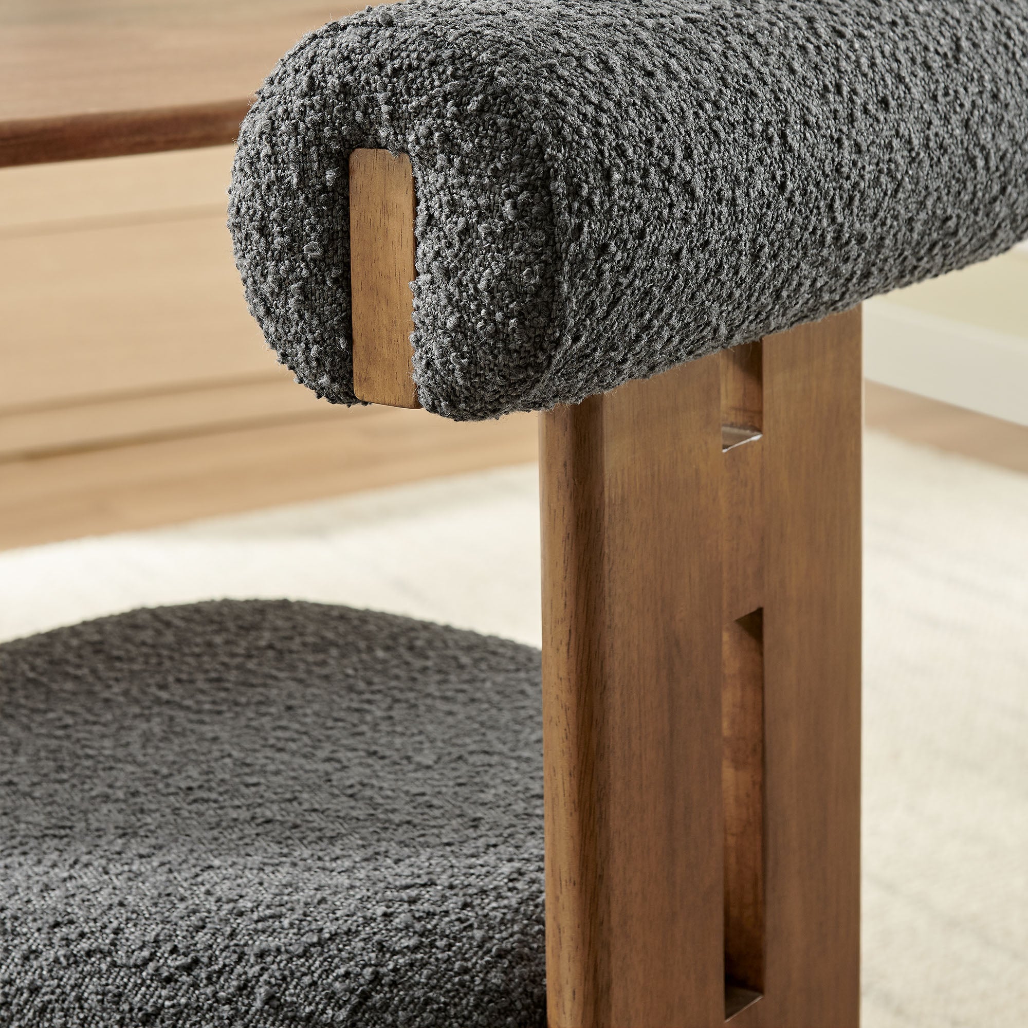 Modway Torian Boucle Fabric Dining Chair Set of 2