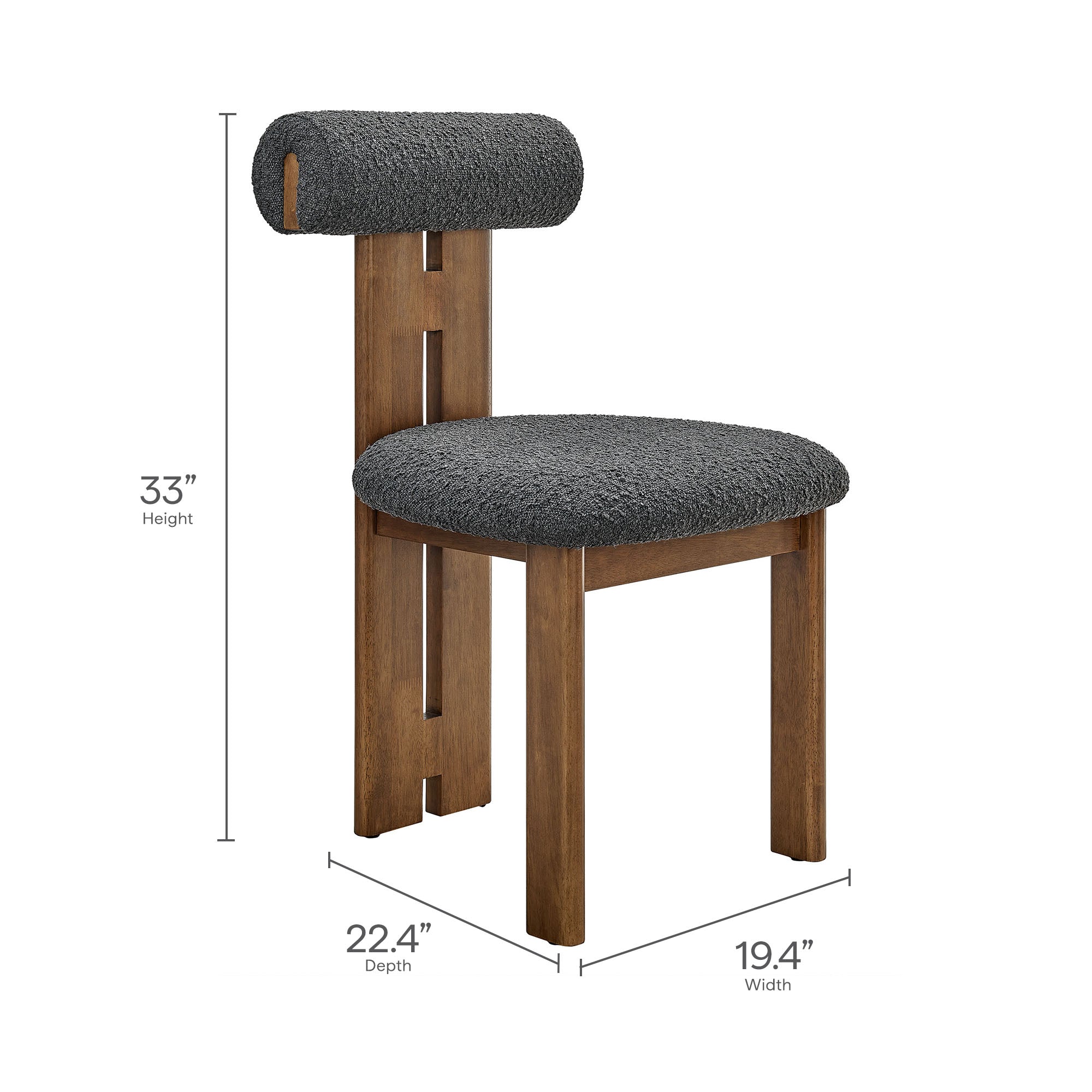 Modway Torian Boucle Fabric Dining Chair Set of 2