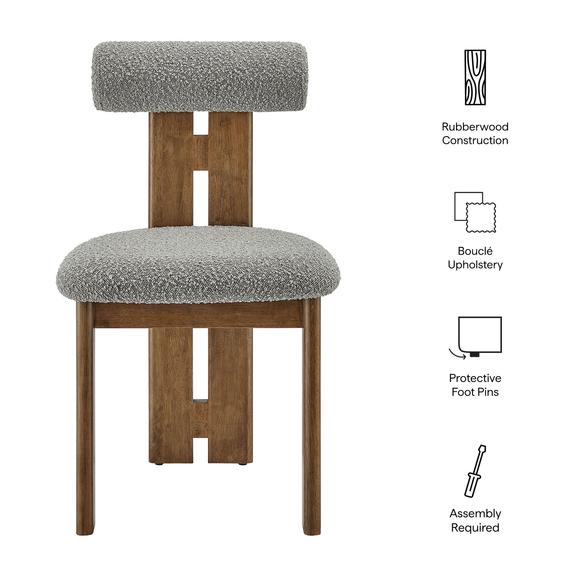 Modway Torian Boucle Fabric Dining Chair Set of 2