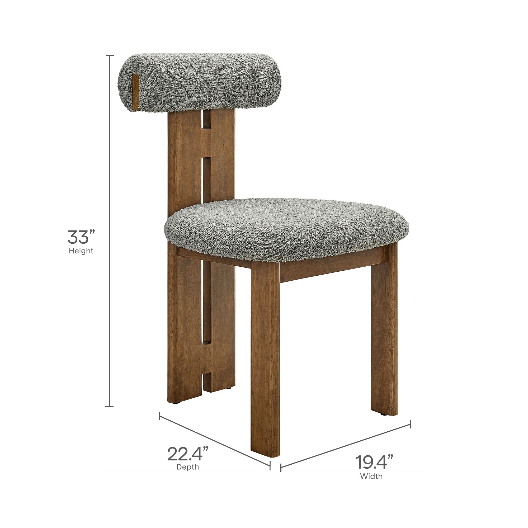 Modway Torian Boucle Fabric Dining Chair Set of 2