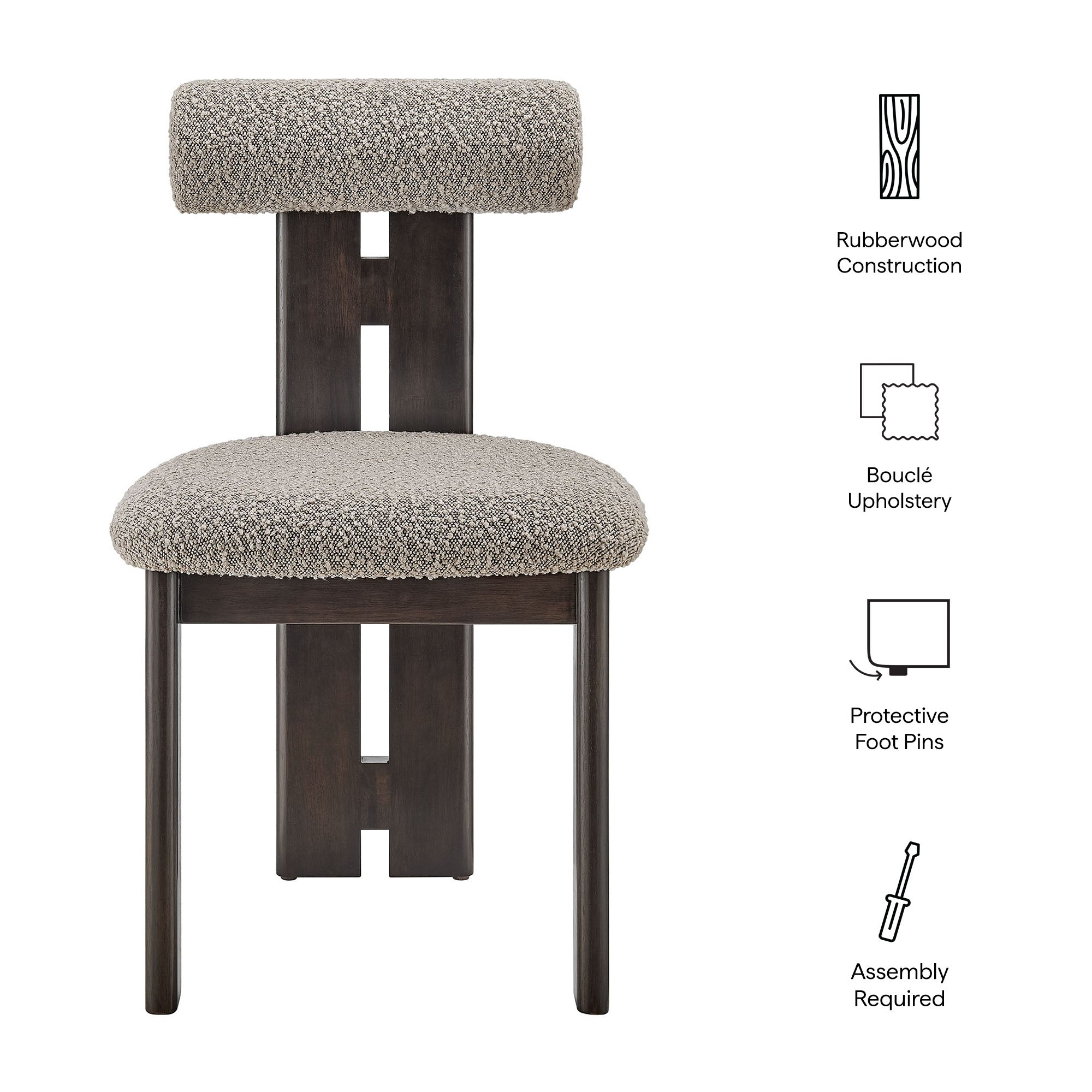 Modway Torian Boucle Fabric Dining Chair Set of 2