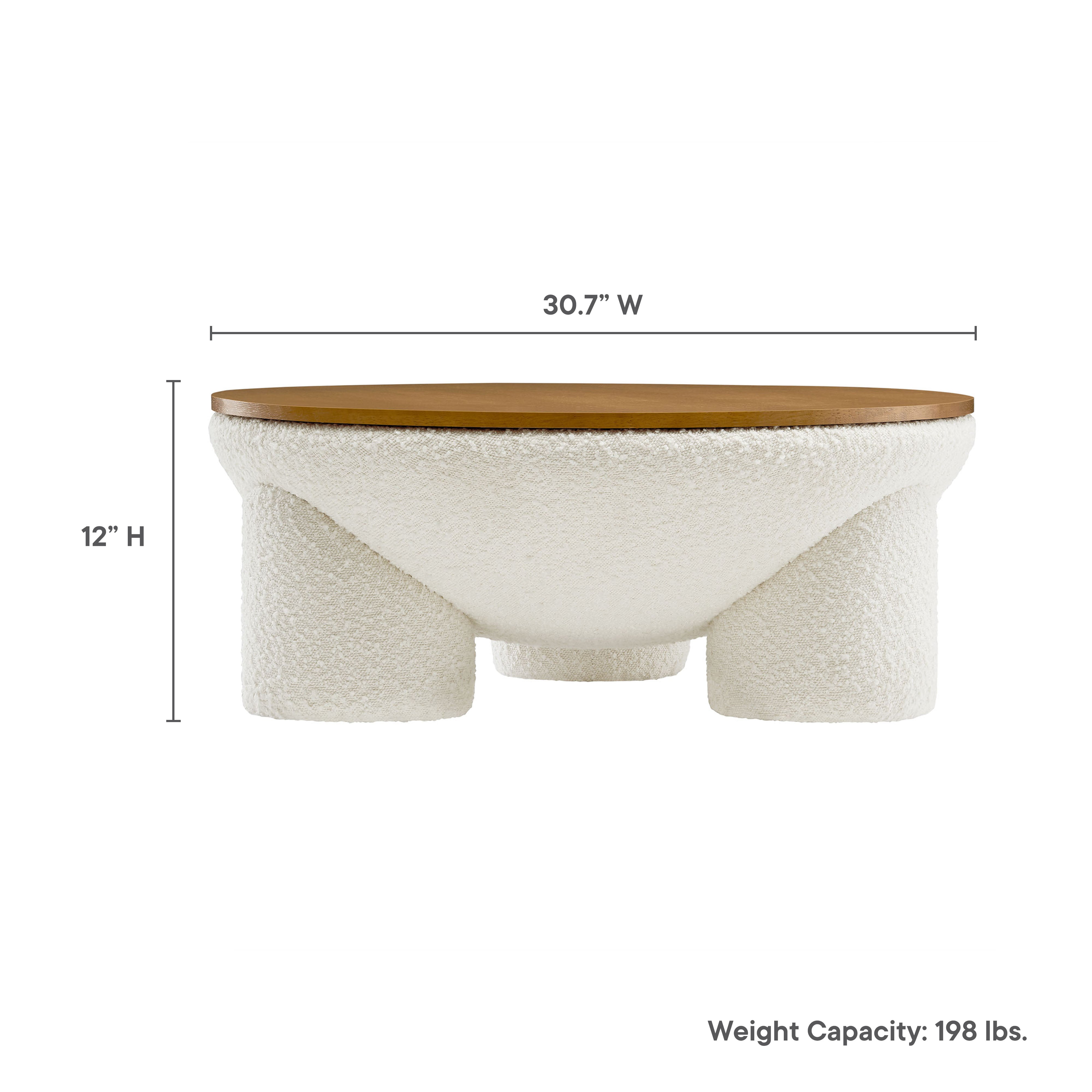 Modway Tridome Round Boucle Upholstered Storage Coffee Table