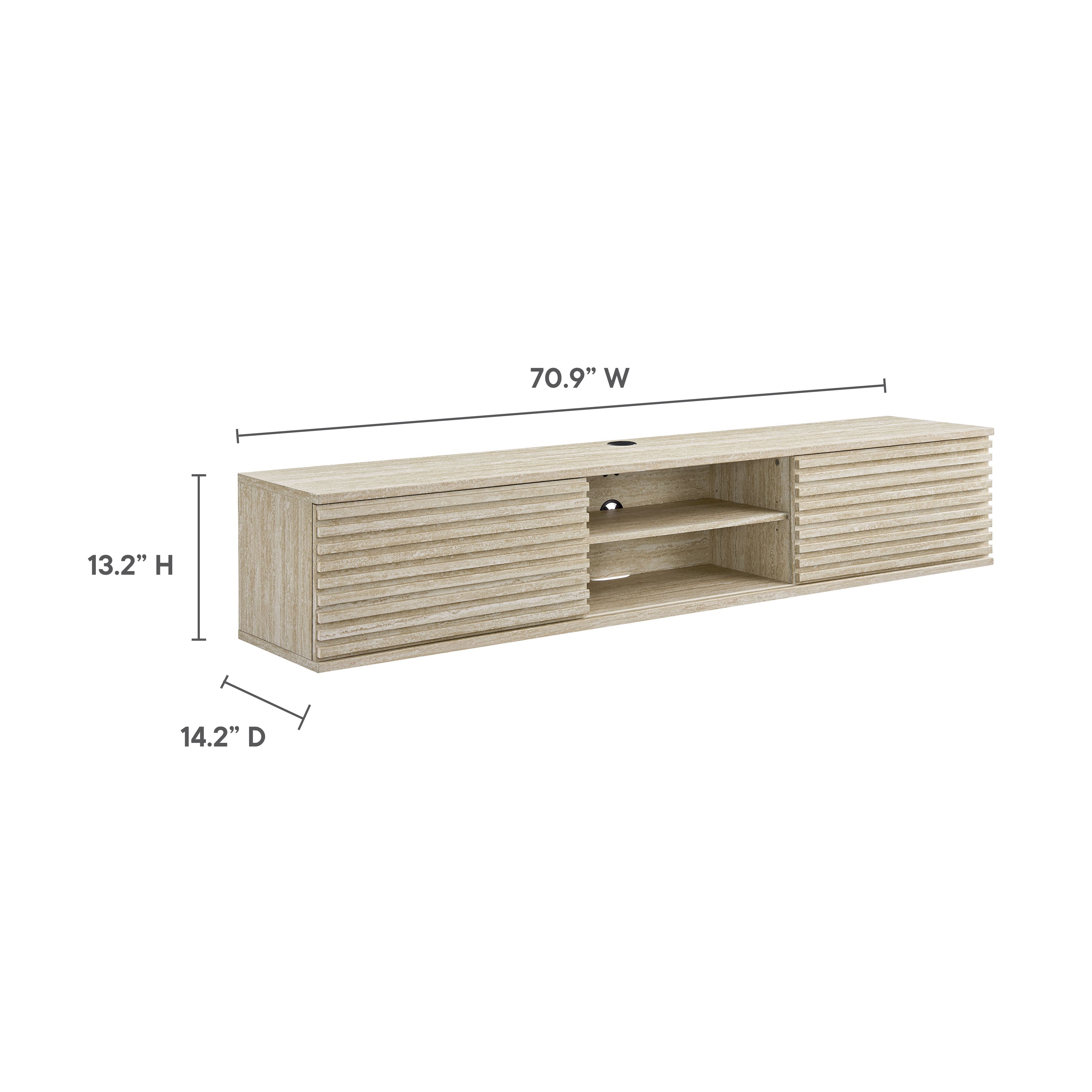 Modway Render 70" Faux Travertine Wall-Mount Media Console TV Stand