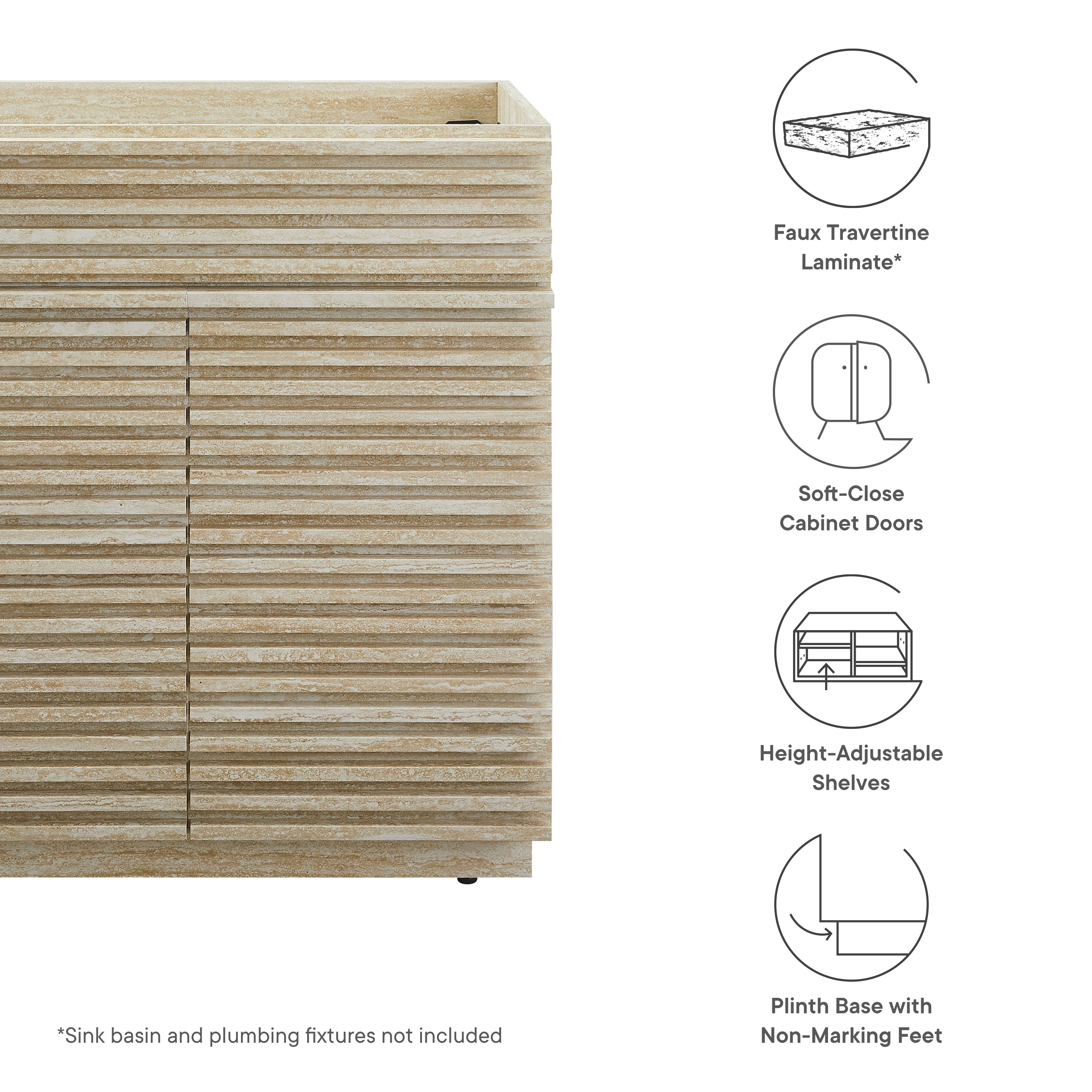 Modway Render 30" Faux Travertine Bathroom Vanity Cabinet (Sink Not Included)