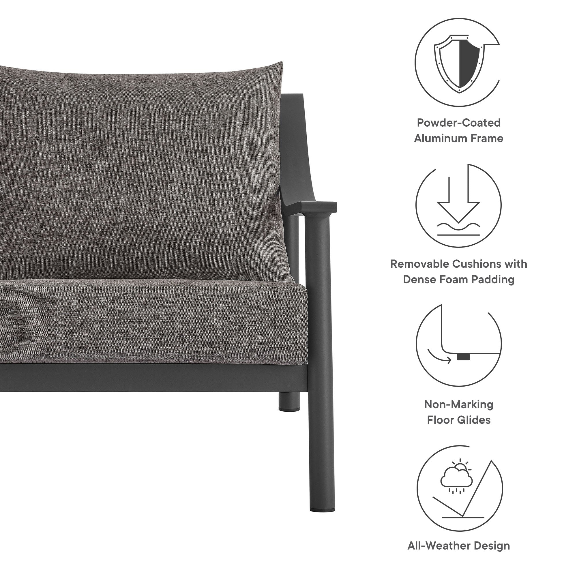 Modway Terrace Outdoor Patio Aluminum Accent Armchair