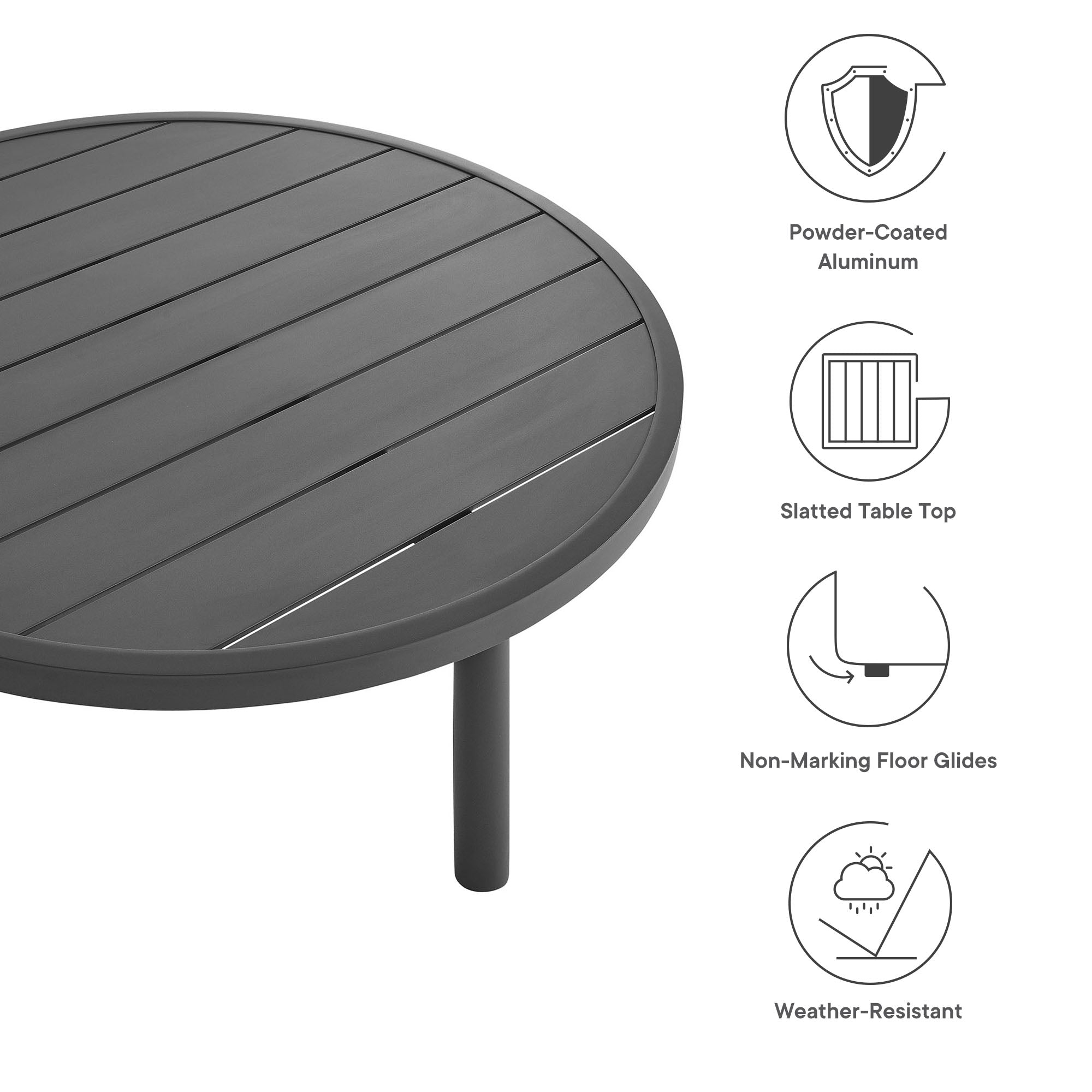 Modway Terrace 35" Outdoor Patio Aluminum Round Coffee Table
