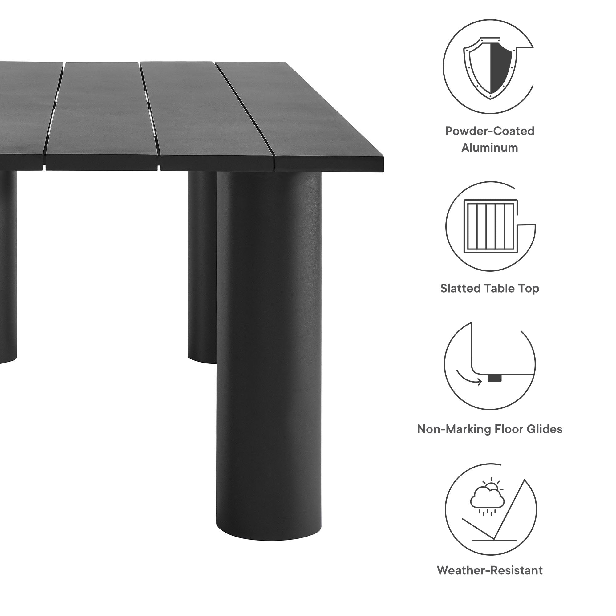 Modway Nautica 7-Piece Rectangular Outdoor Patio Aluminum Dining Table and Chairs Set