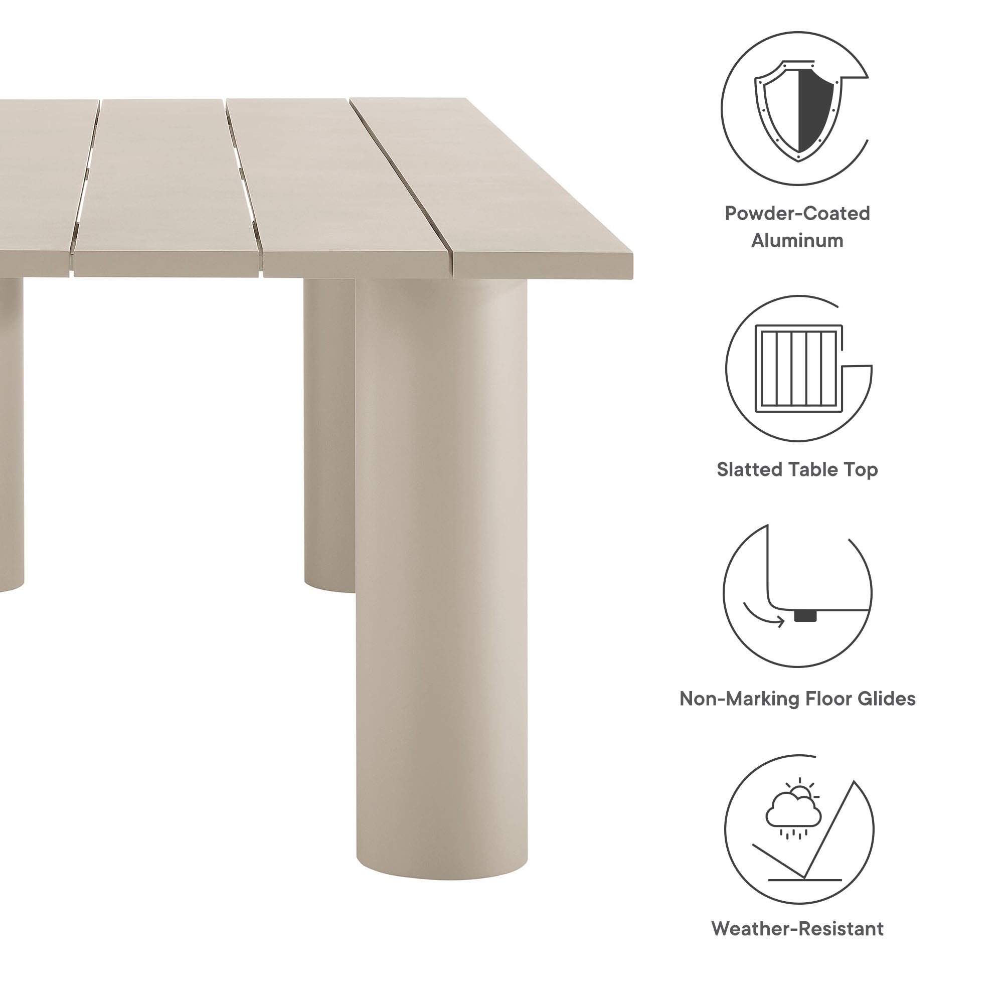 Modway Nautica 7-Piece Rectangular Outdoor Patio Aluminum Dining Table and Chairs Set