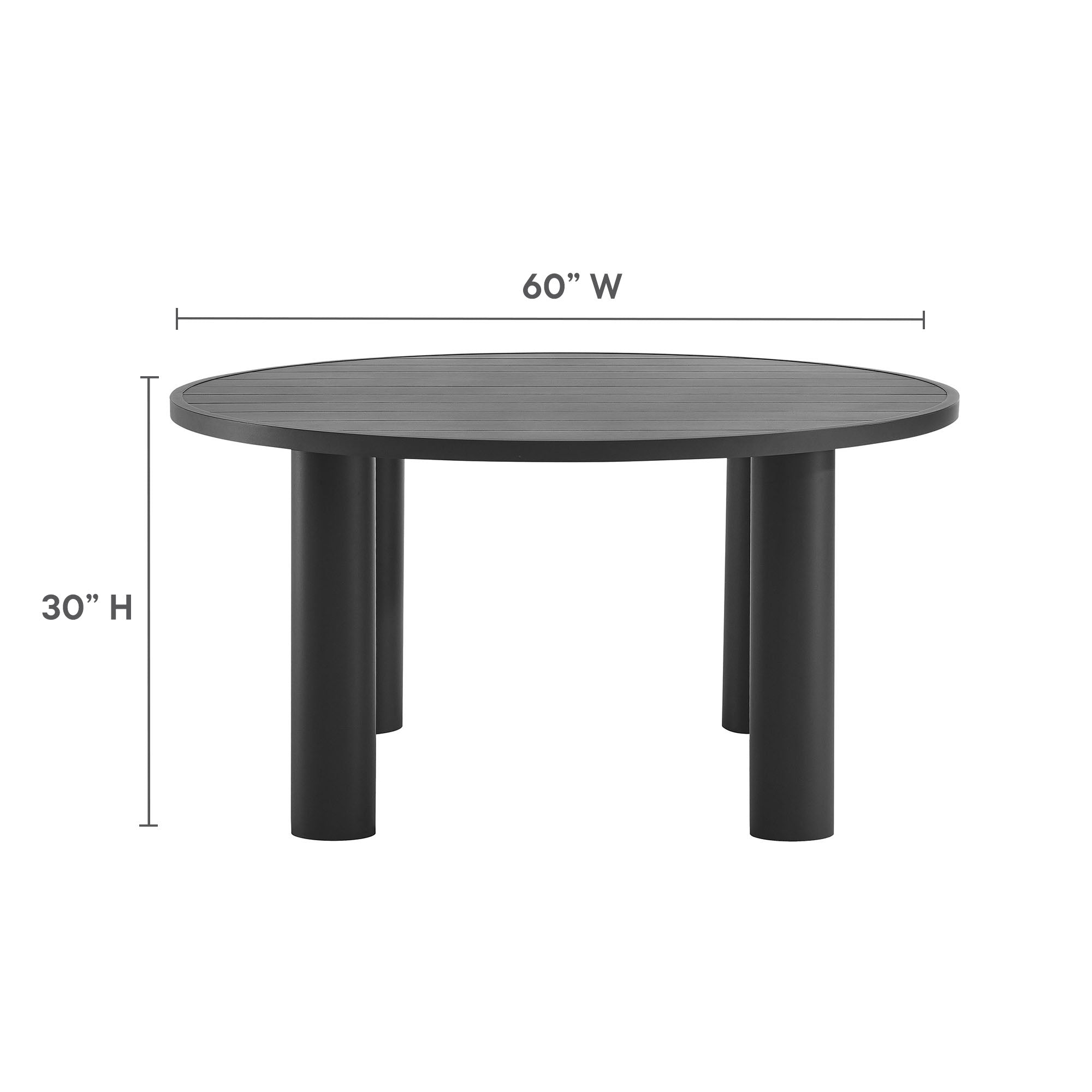 Modway Nautica 5-Piece Round Outdoor Patio Aluminum Dining Table and Chairs Set
