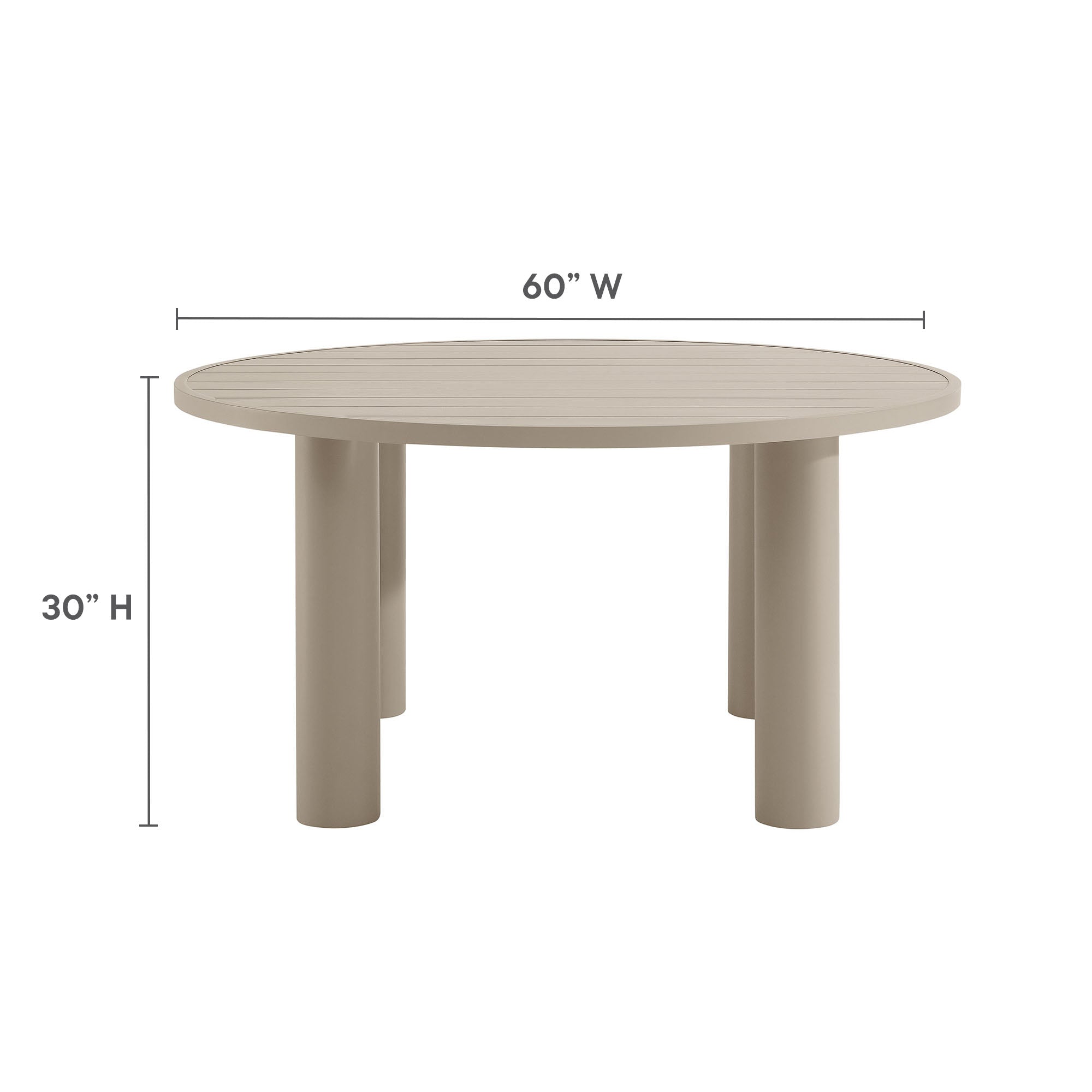 Modway Nautica 5-Piece Round Outdoor Patio Aluminum Dining Table and Chairs Set