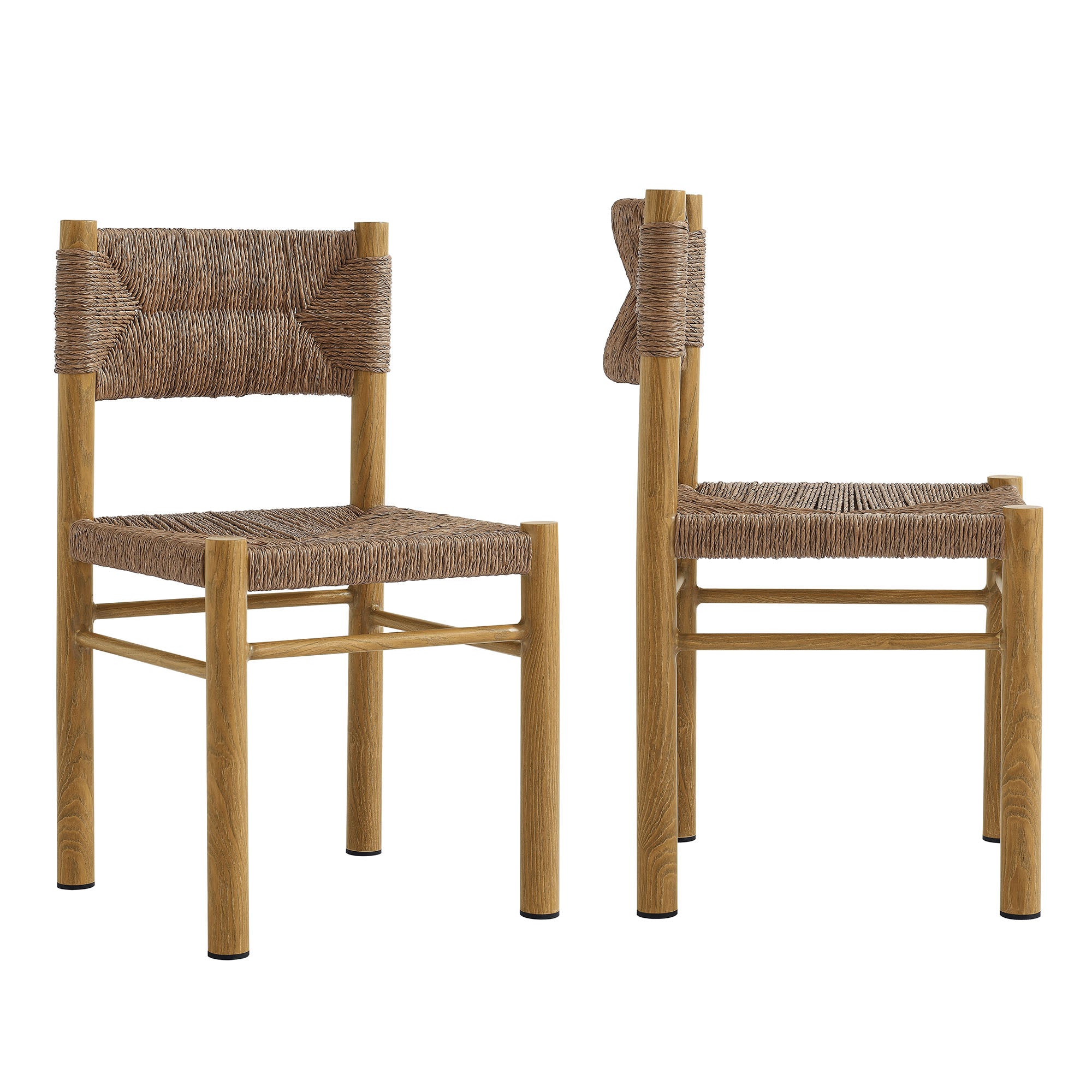 Modway Parkland Outdoor Patio Rattan and Aluminum Dining Side Chairs Set of 2