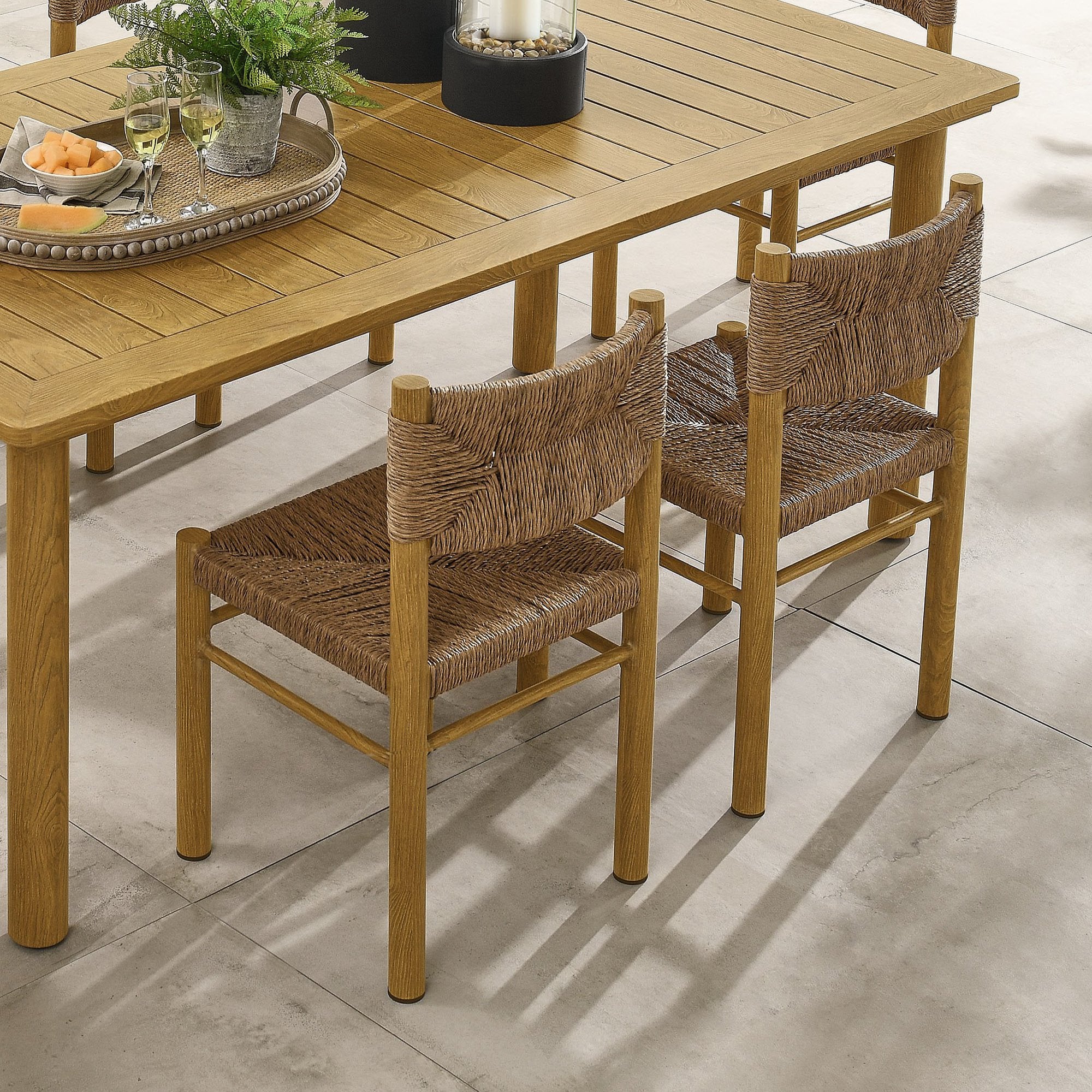 Modway Parkland Outdoor Patio Rattan and Aluminum Dining Side Chairs Set of 2