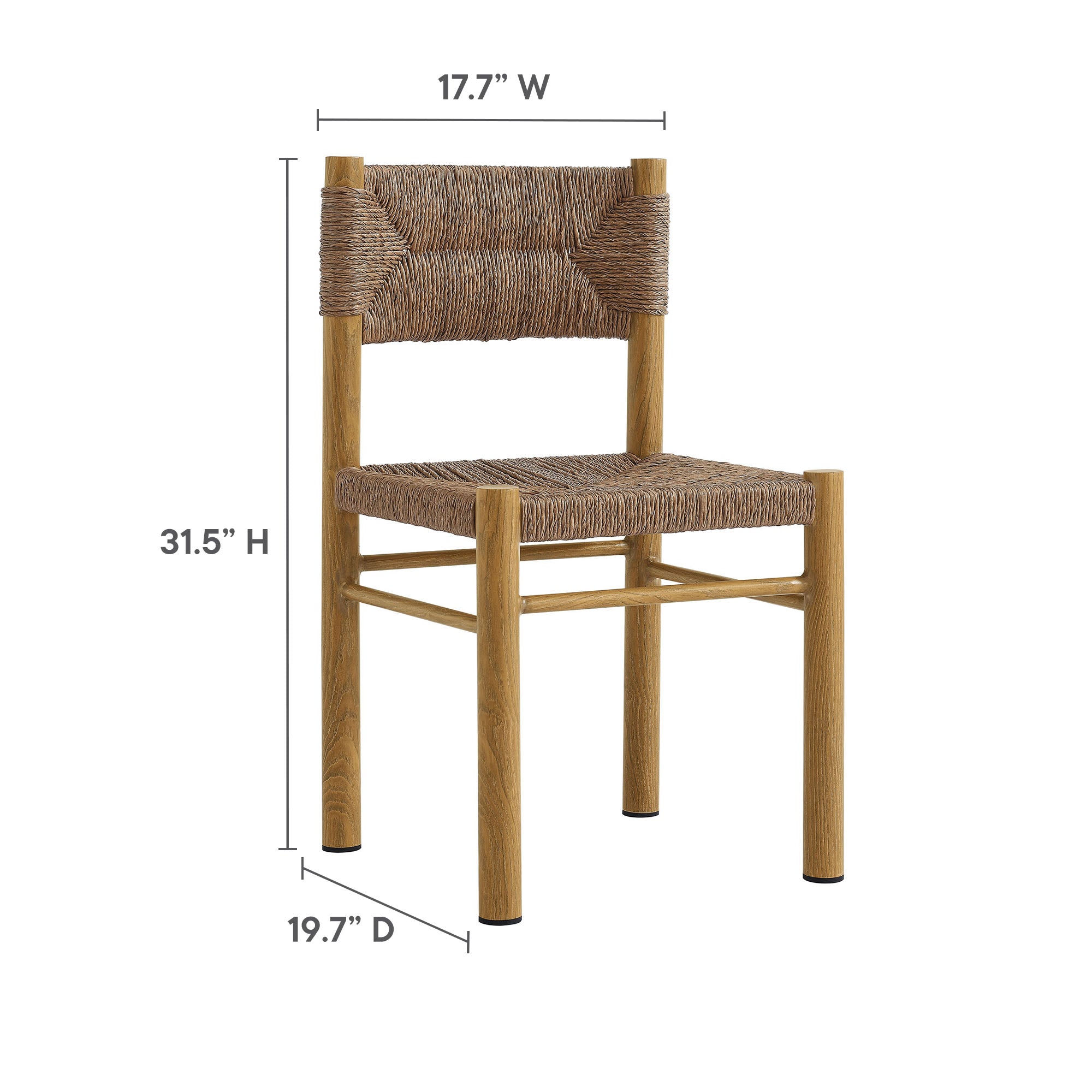 Modway Parkland Outdoor Patio Rattan and Aluminum Dining Side Chairs Set of 2