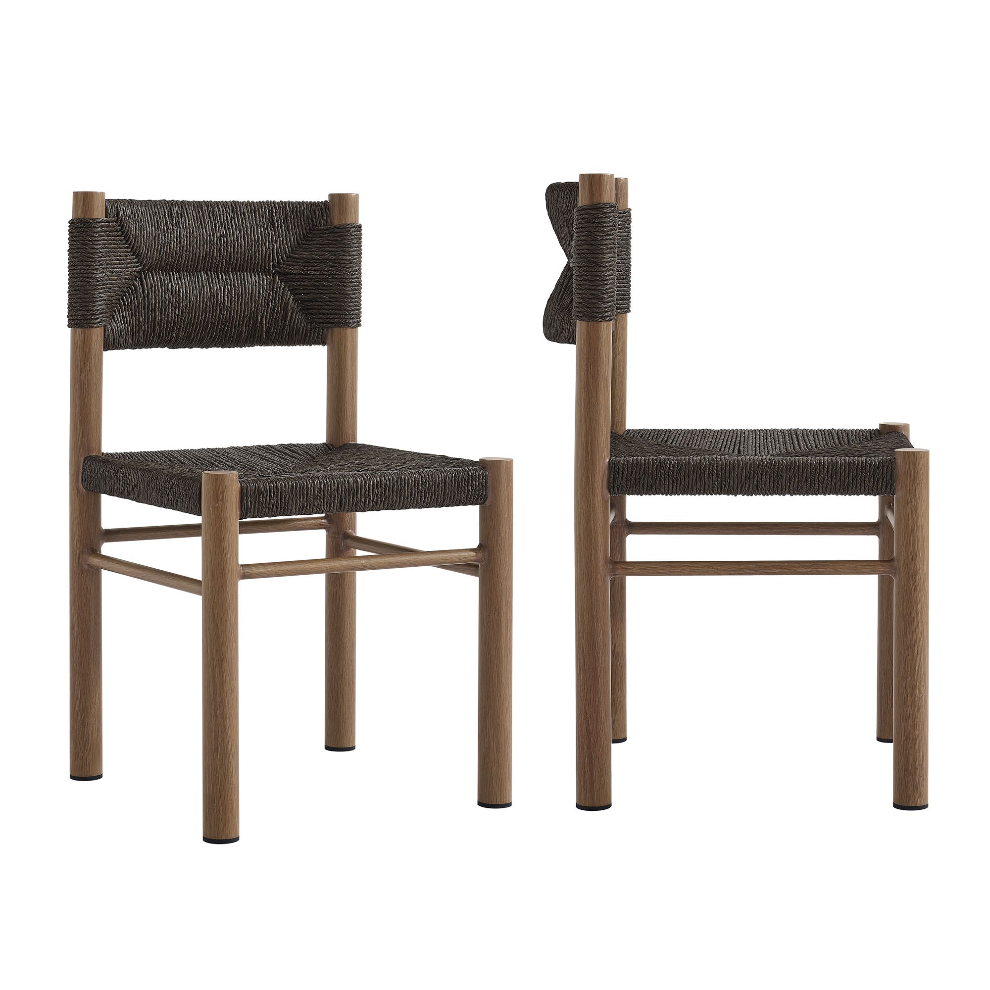 Modway Parkland Outdoor Patio Rattan and Aluminum Dining Side Chairs Set of 2