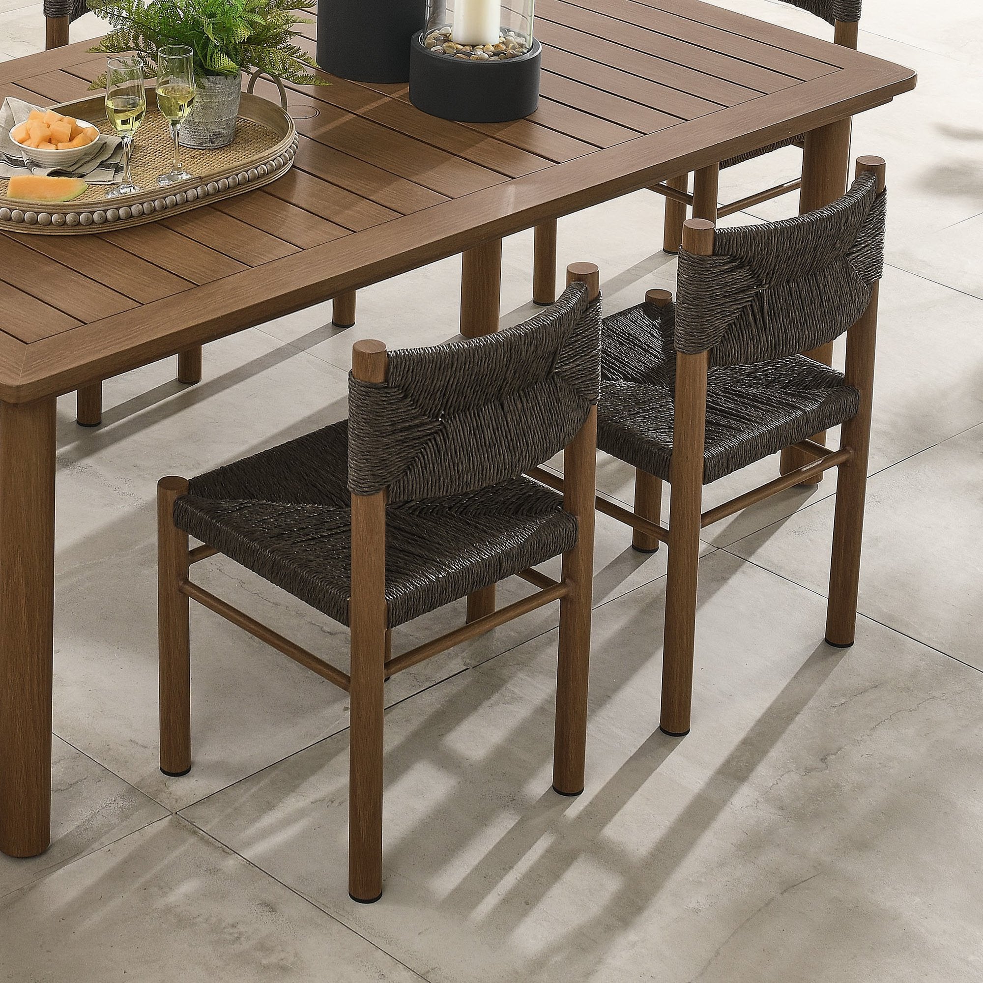 Modway Parkland Outdoor Patio Rattan and Aluminum Dining Side Chairs Set of 2